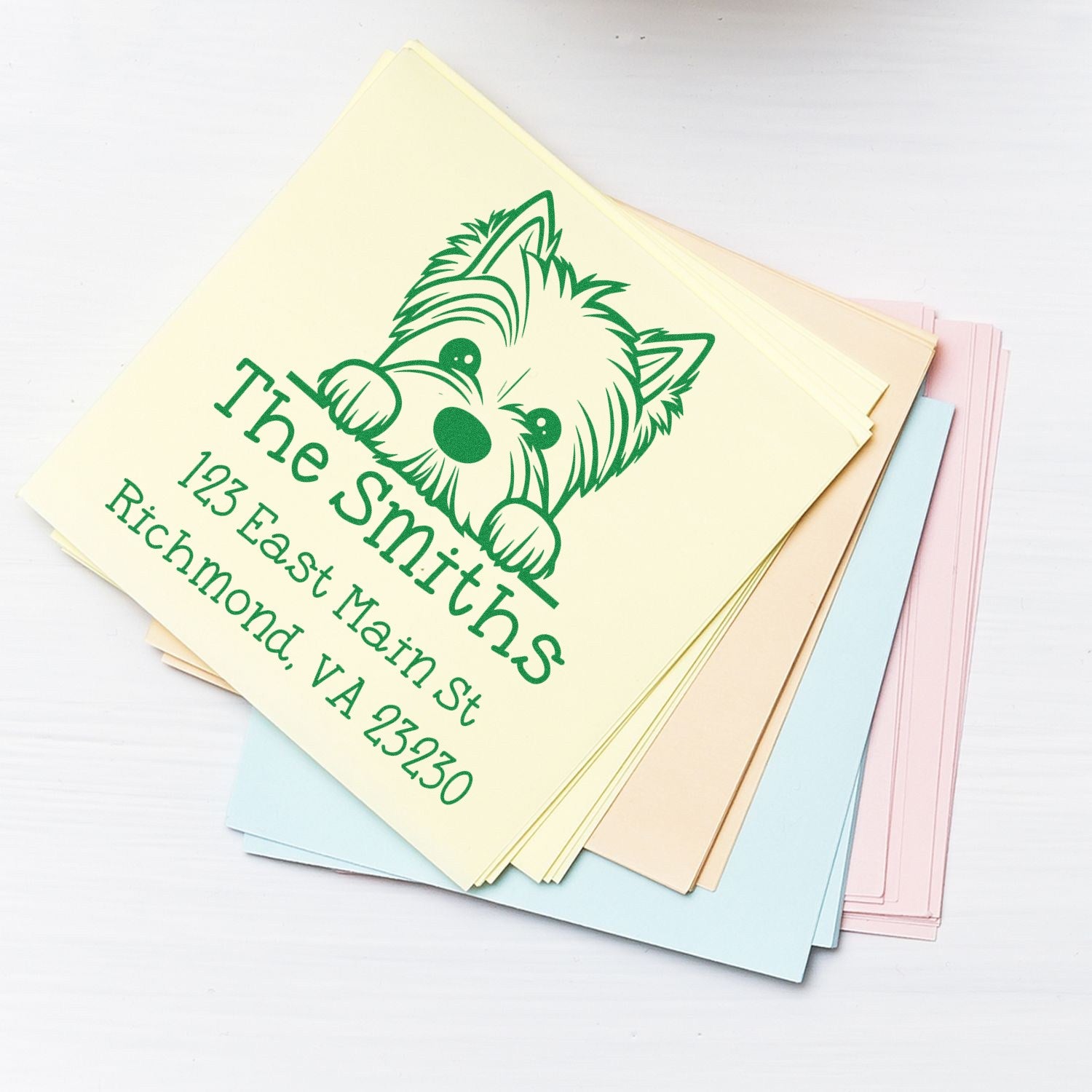 Self-Inking West Highland White Terrier Peeking Puppy Customized Home Address Stamp - Engineer Seal Stamps