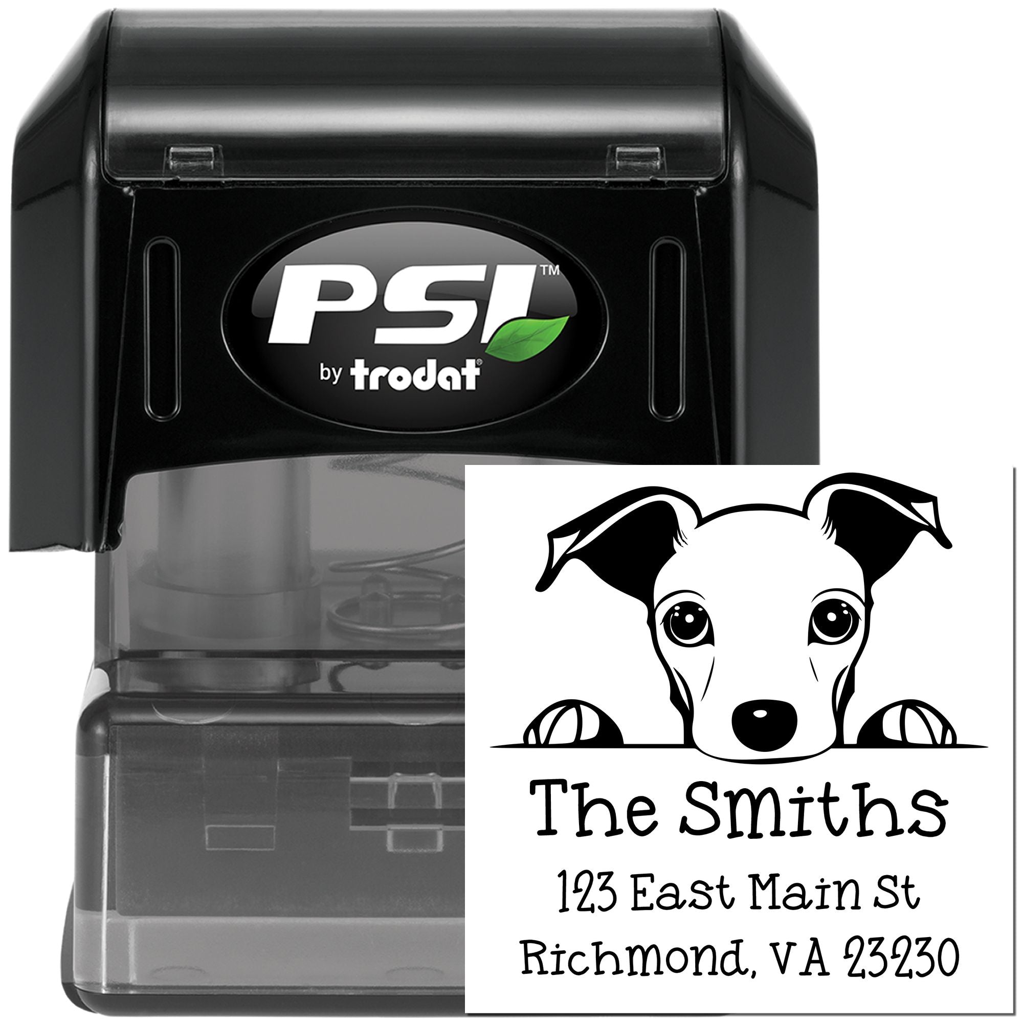 PSI Pre-Inked Whippet Puppy Dog Custom Home Address Stamp - Engineer Seal Stamps