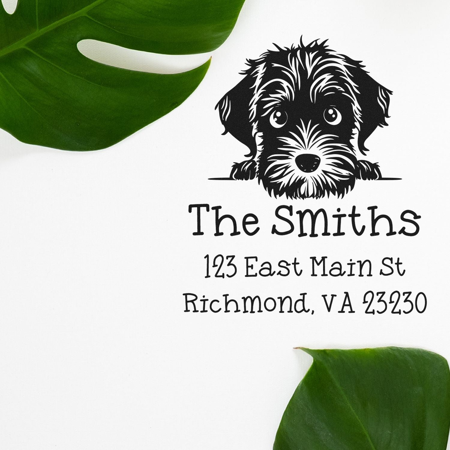 Wood Handle Wirehaired Pointing Griffon Puppy Personalized Mailing Label Stamp - Engineer Seal Stamps