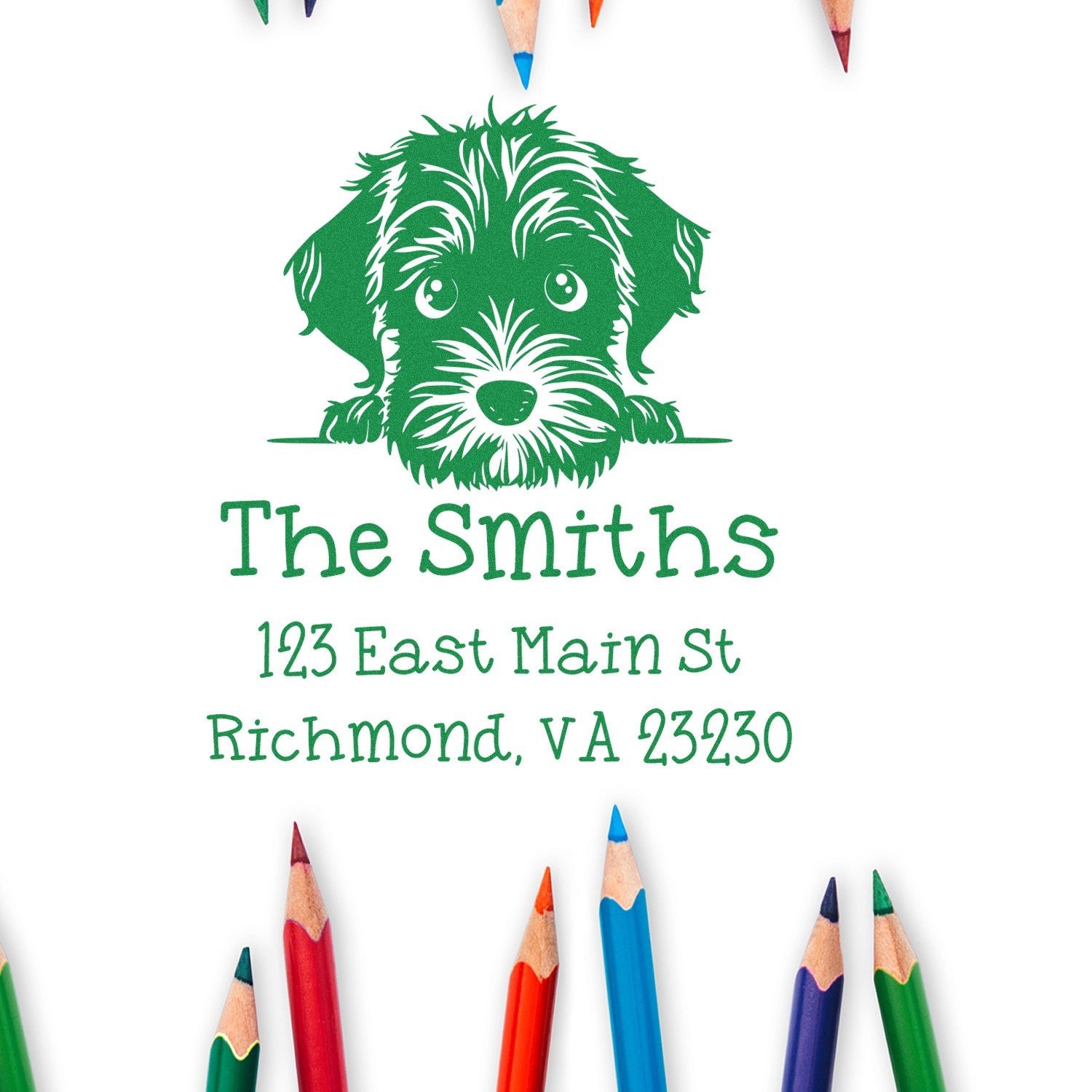 Self-Inking Wirehaired Pointing Griffon Peeking Puppy Customized New Address Stamp - Engineer Seal Stamps