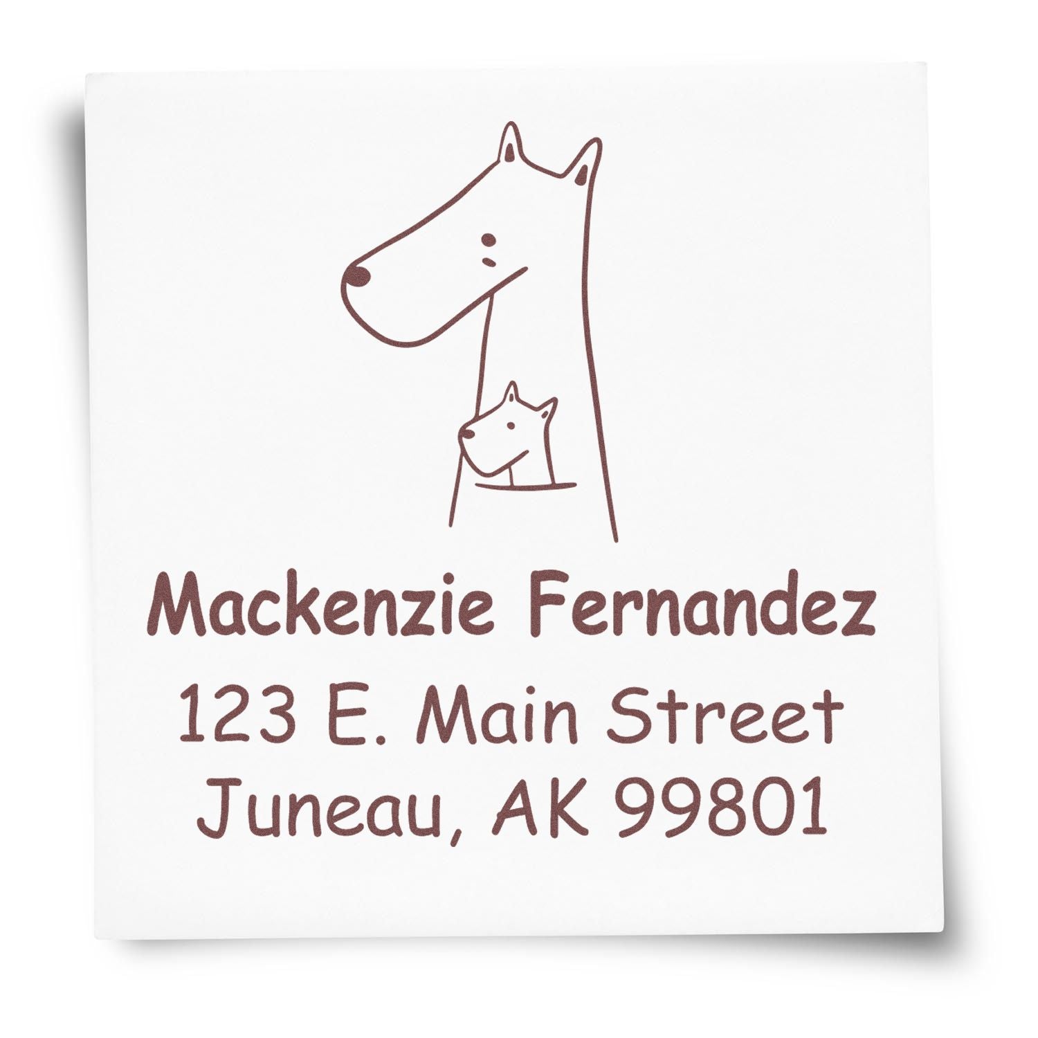 Wood handle snuggly kangaroos cartoon animal made to order home stamp. Custom-made mailing stamp featuring a kangaroo design with a baby, personalized with a name and address.