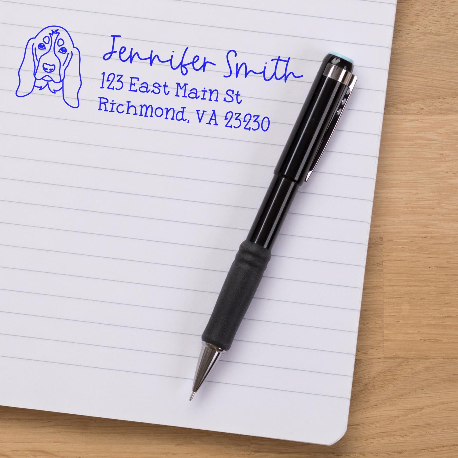 Self-Inking Basset Hound Dog Outline Return Address Stamp Personalized - Engineer Seal Stamps