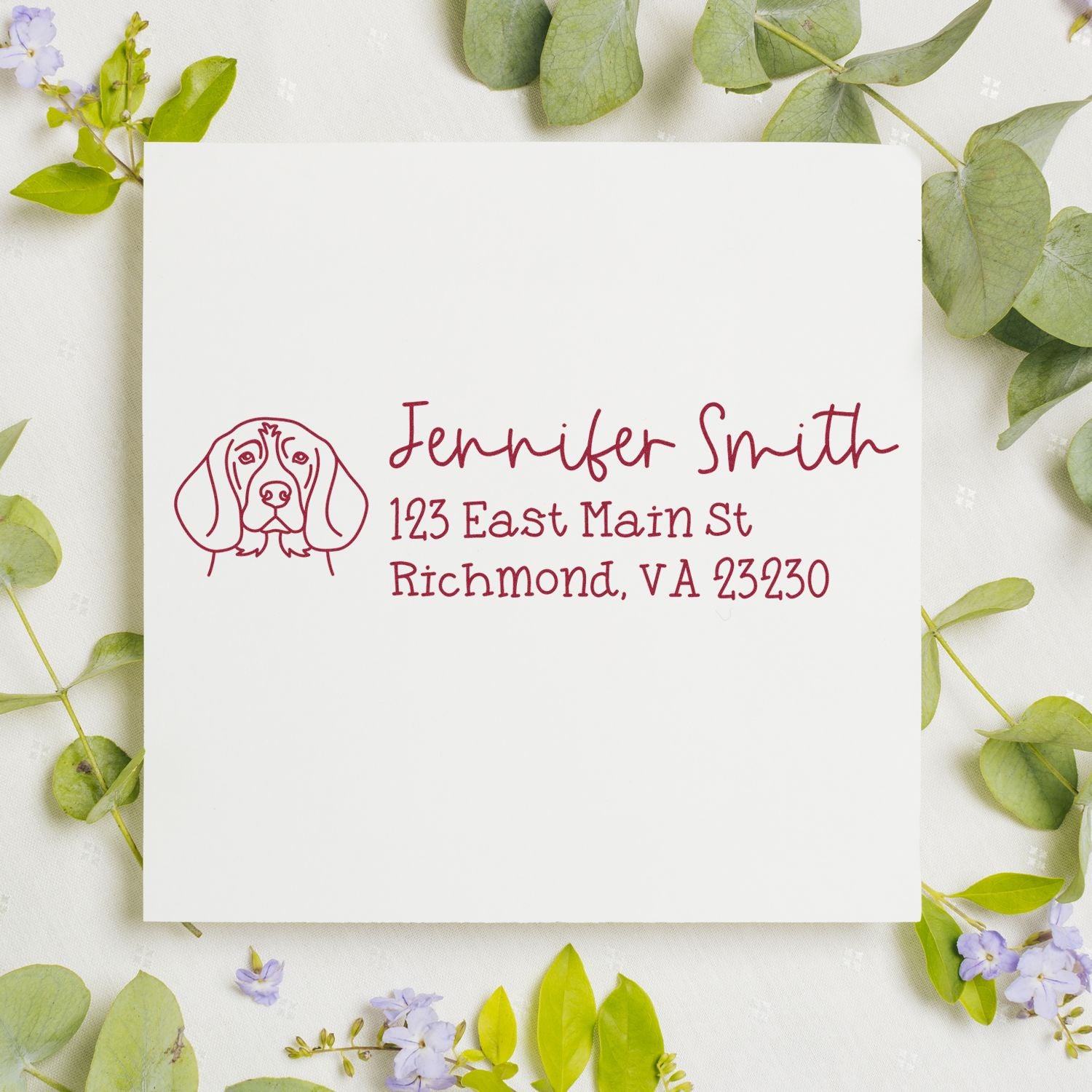 Wood Handle Beagle Dog Address Stamp Custom - Engineer Seal Stamps