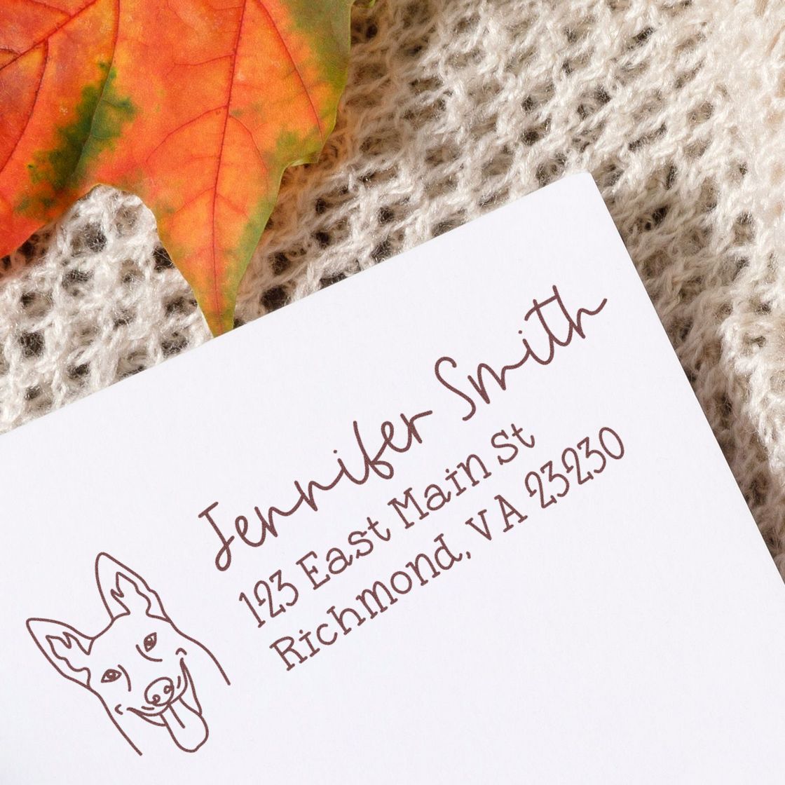 Self-Inking Belgian Malinois Dog Outline Return Address Stamp Personalized - Engineer Seal Stamps
