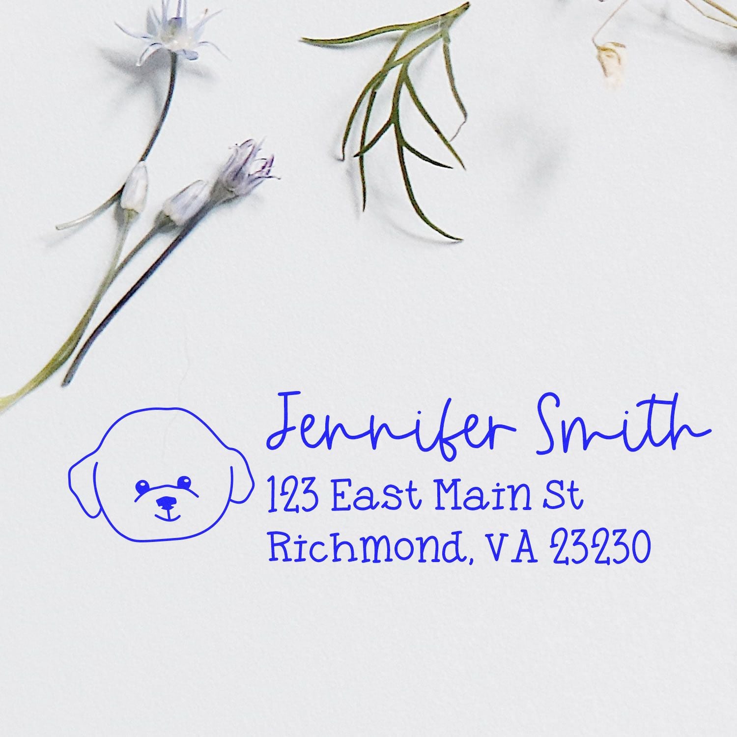 Self-Inking Bichon Dog Outline Return Address Stamp Personalized - Engineer Seal Stamps
