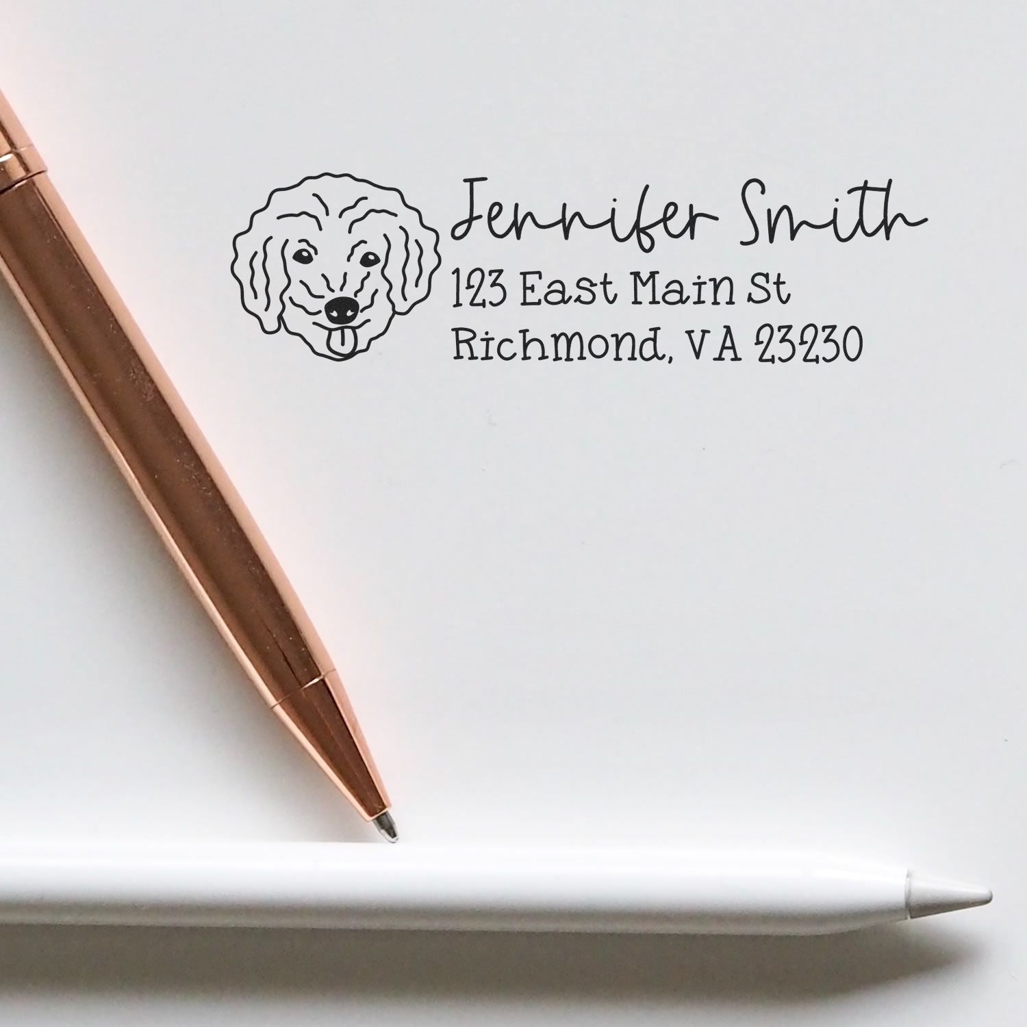 Wood Handle Bichon Poo Dog Address Stamp Custom - Engineer Seal Stamps
