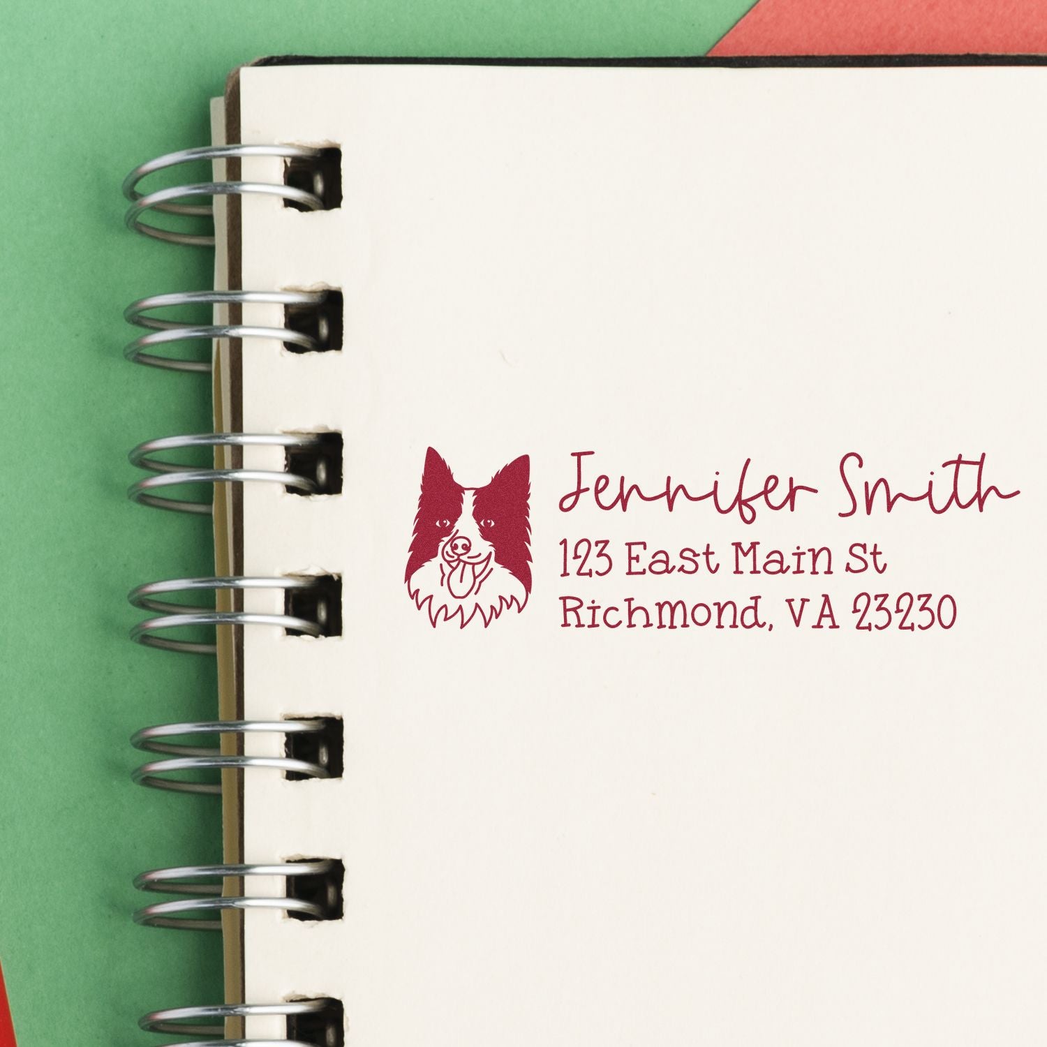 Self-Inking Border Collie Dog Outline Return Address Stamp Personalized - Engineer Seal Stamps