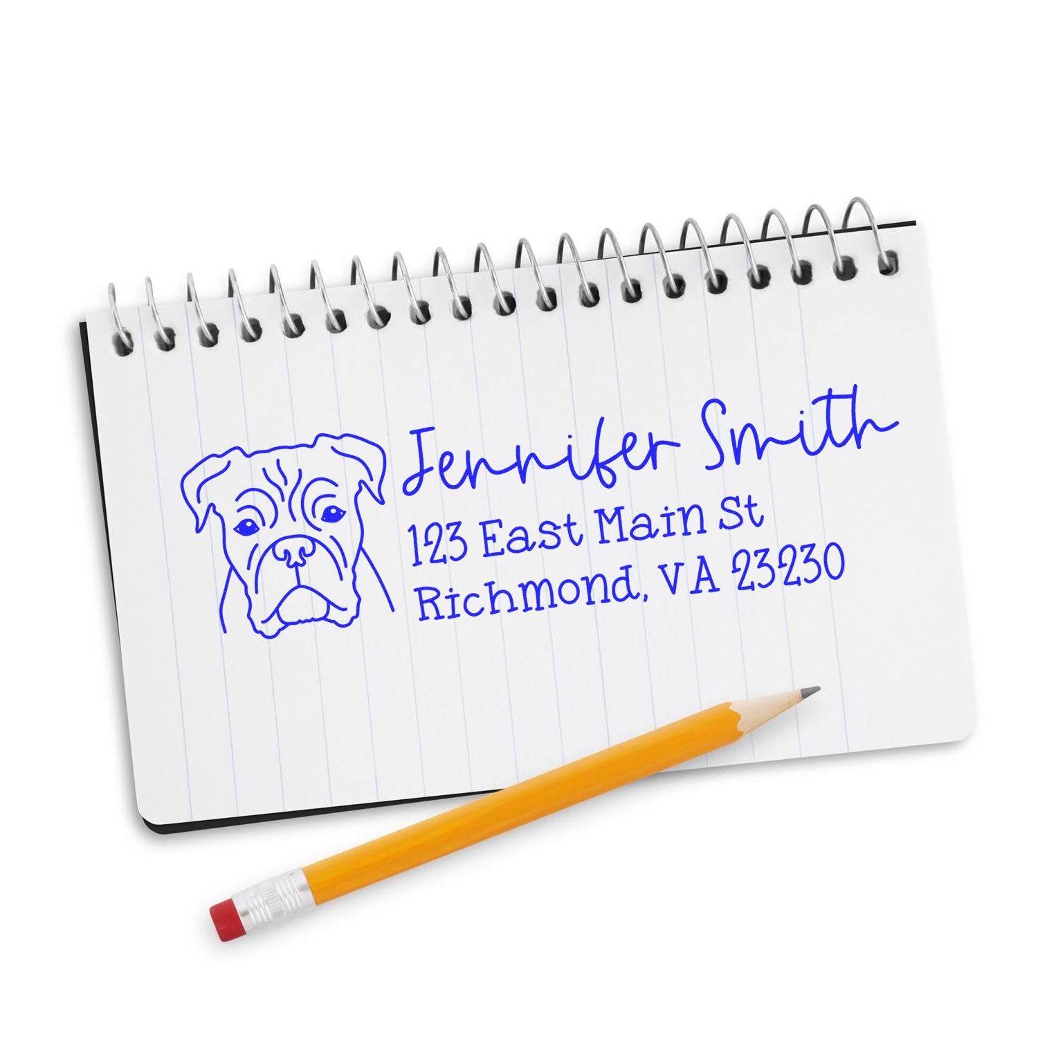 Self-Inking Boxer Dog Outline Return Address Stamp Personalized - Engineer Seal Stamps