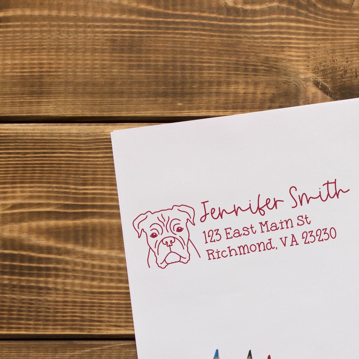 Boxer Dog Address Stamp Pre-Inked - Engineer Seal Stamps