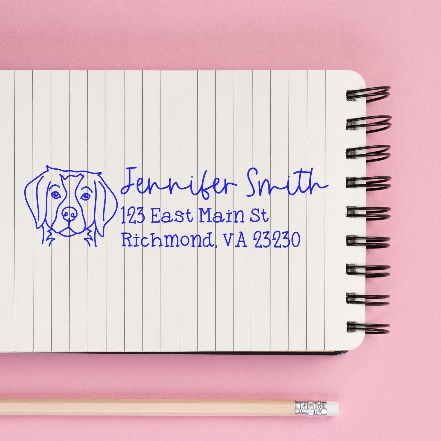 Wood Handle Brittany Spaniel Dog Address Stamp Custom - Engineer Seal Stamps