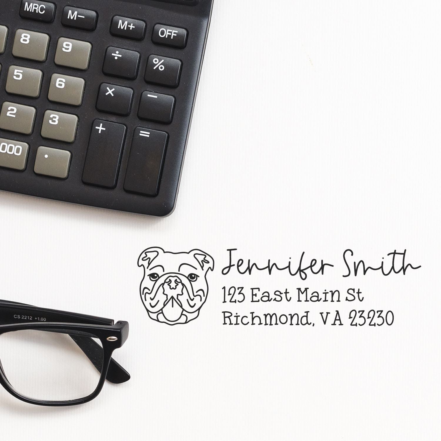Wood Handle Bulldog Dog Address Stamp Custom - Engineer Seal Stamps