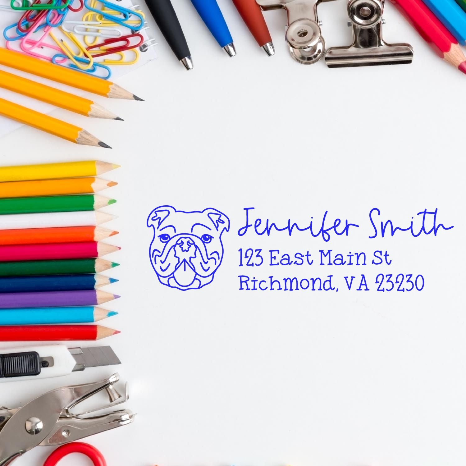 Self-Inking Bulldog Dog Outline Return Address Stamp Personalized - Engineer Seal Stamps