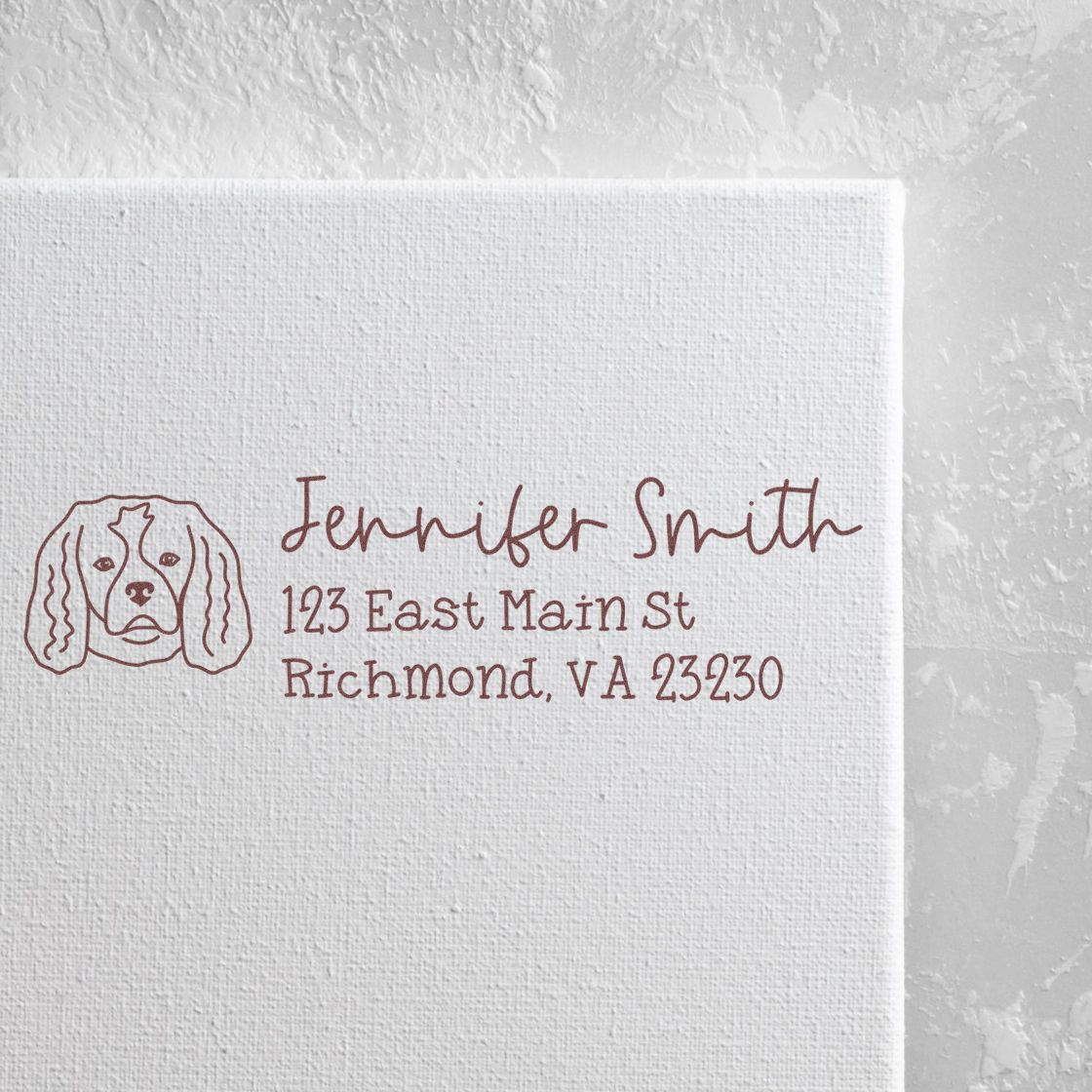 Self-Inking Cavalier King Charles Dog Outline Return Address Stamp Personalized - Engineer Seal Stamps