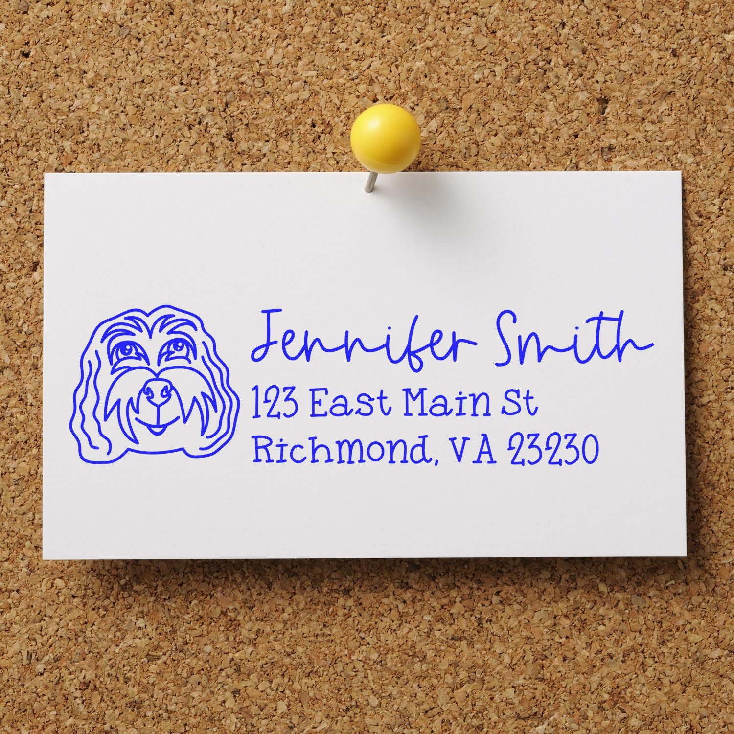 Self-Inking Cockapoo Dog Outline Return Address Stamp Personalized - Engineer Seal Stamps