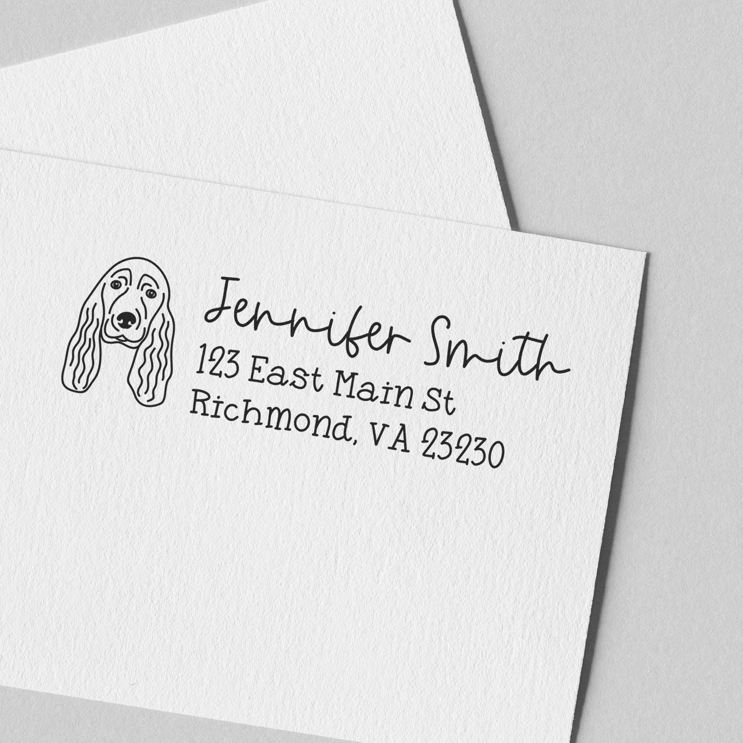 Wood Handle Cocker Spaniel Dog Address Stamp Custom - Engineer Seal Stamps