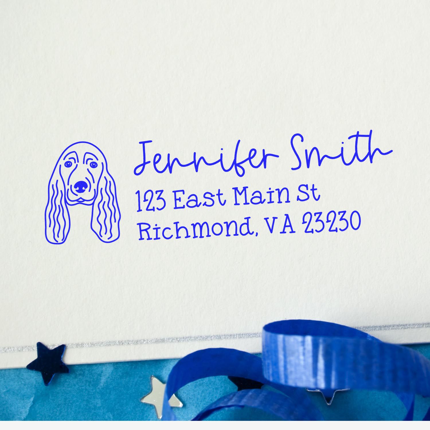Self-Inking Cocker Spaniel Dog Outline Return Address Stamp Personalized - Engineer Seal Stamps