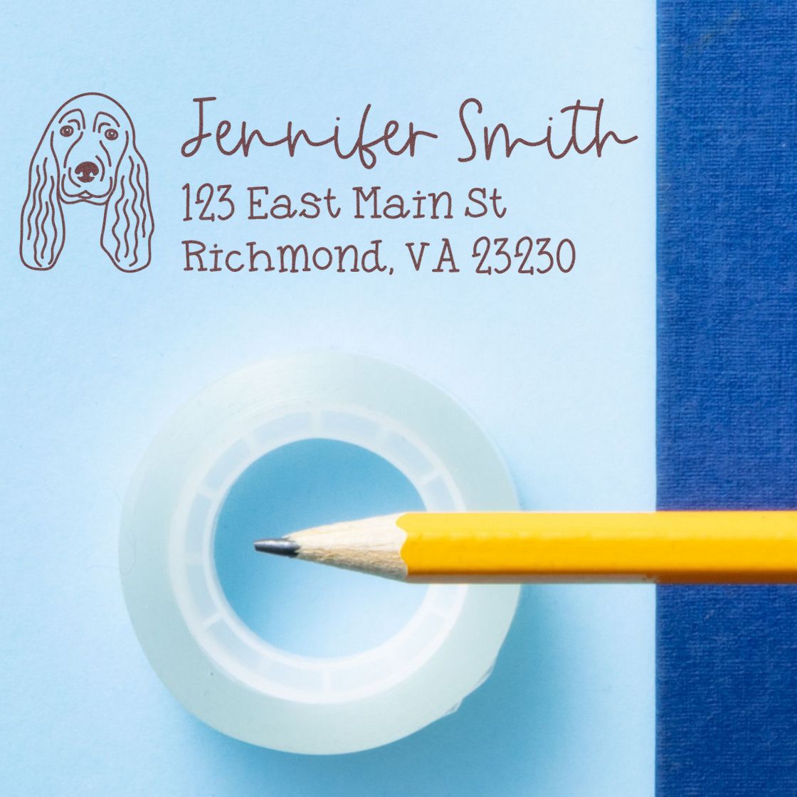 Self-Inking Cocker Spaniel Dog Outline Return Address Stamp Personalized - Engineer Seal Stamps