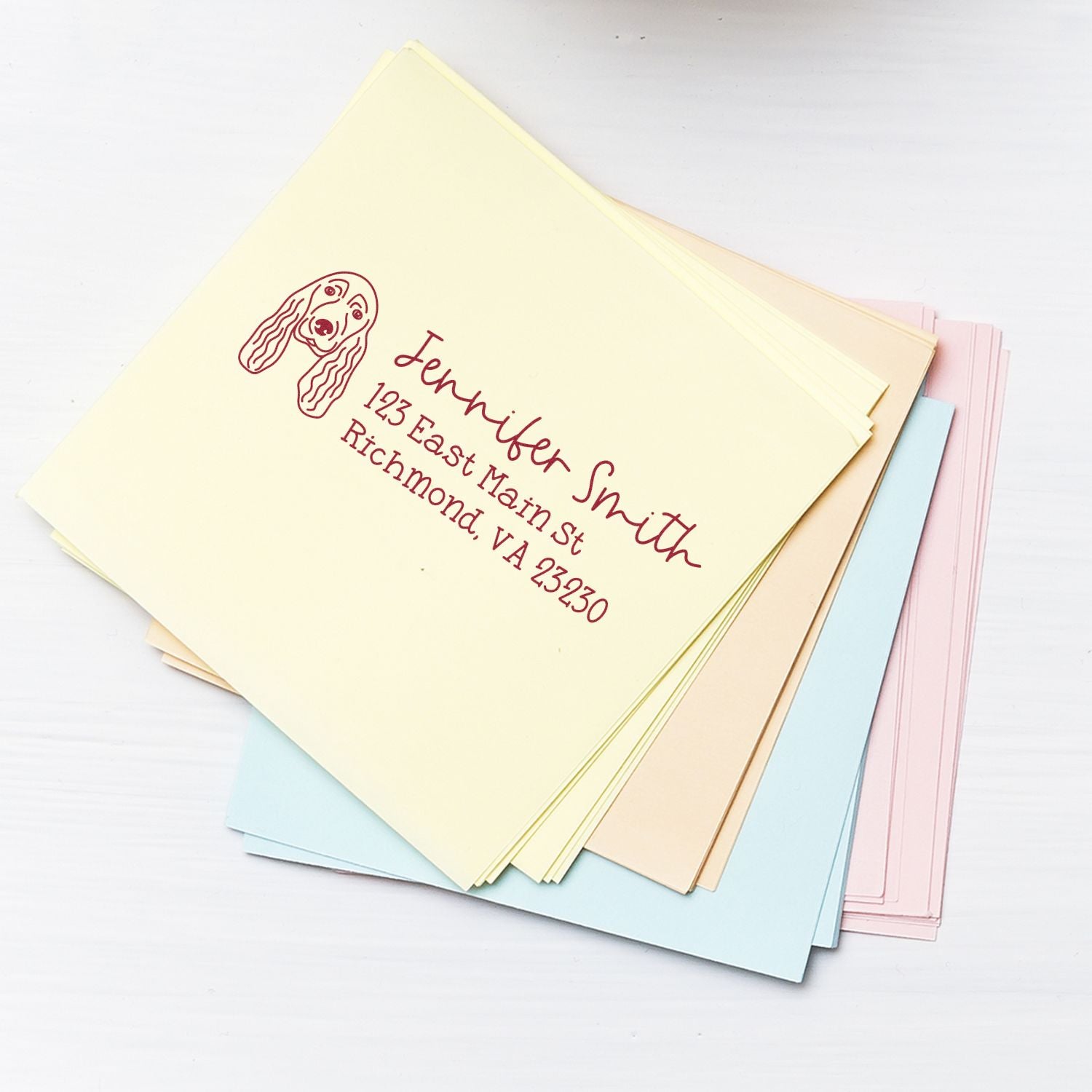 Wood Handle Cocker Spaniel Dog Address Stamp Custom - Engineer Seal Stamps