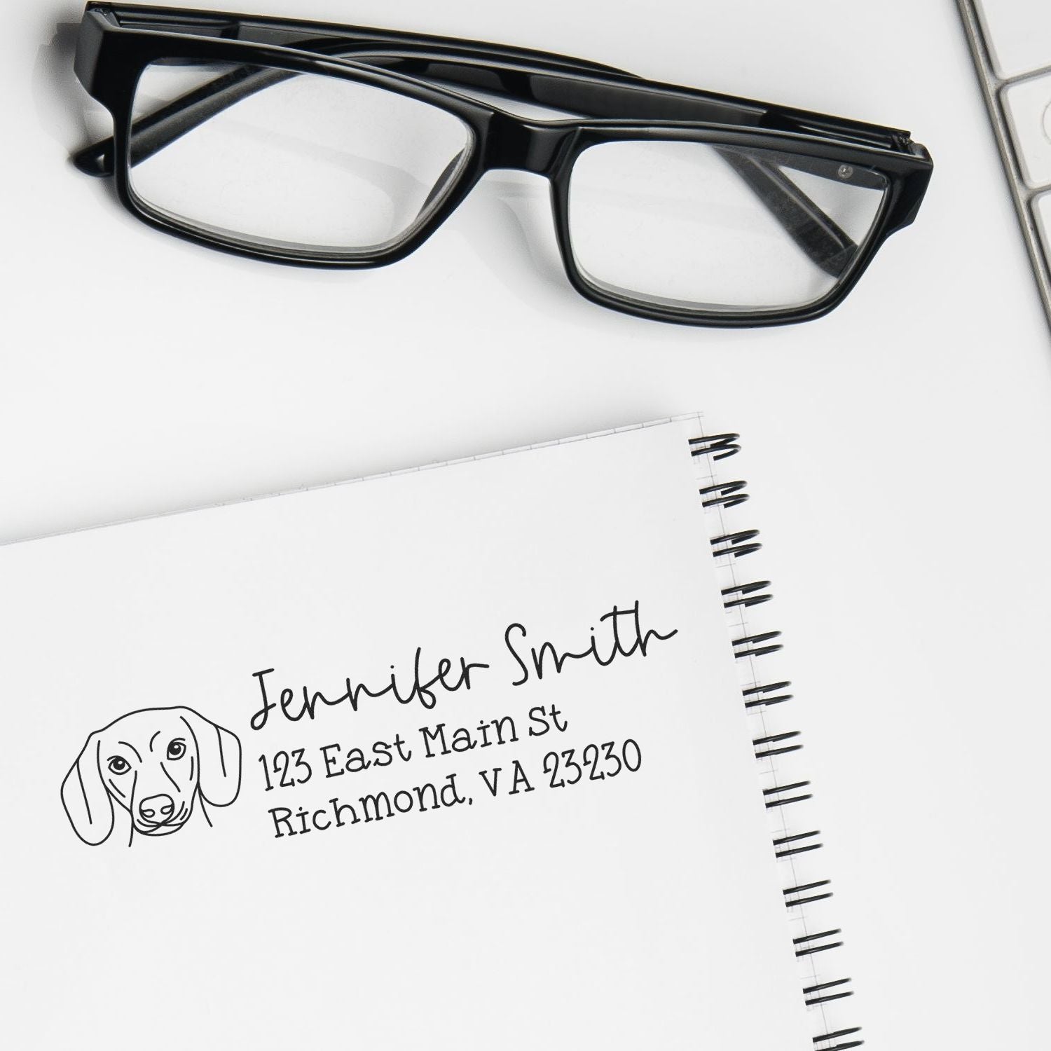 Wood Handle Dachshund Dog Address Stamp Custom - Engineer Seal Stamps