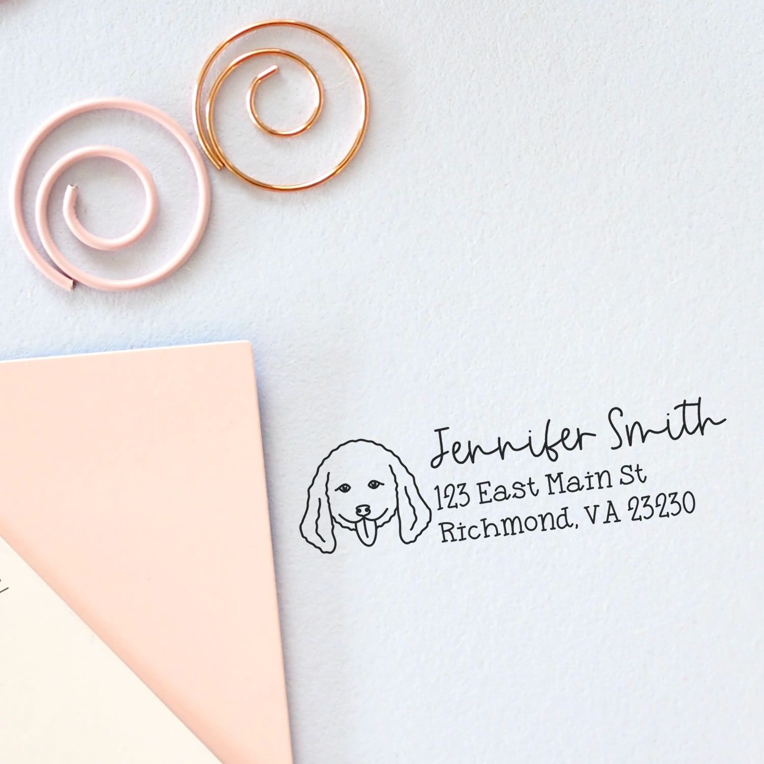 Self-Inking Doodle Dog Outline Return Address Stamp Personalized - Engineer Seal Stamps