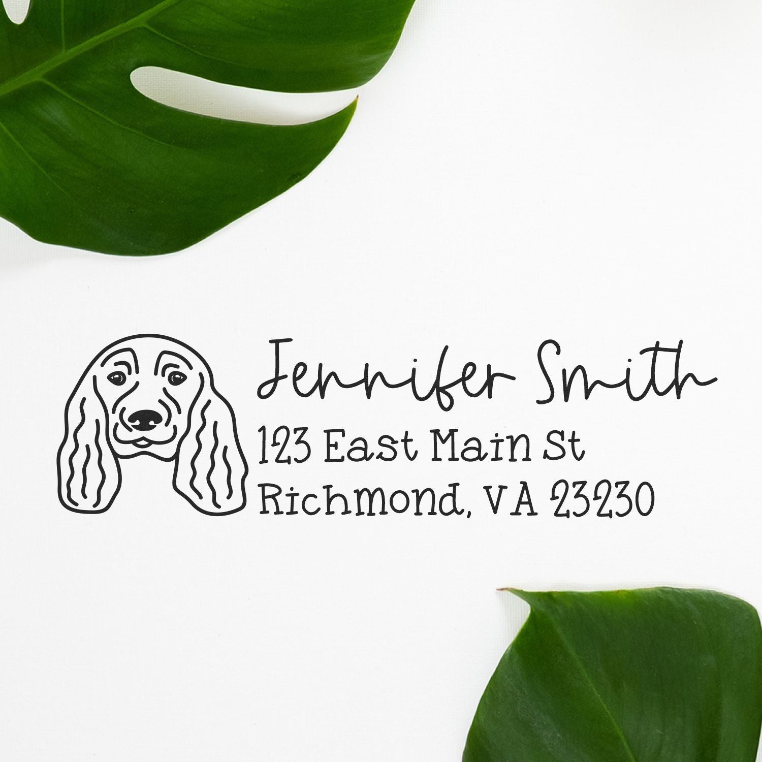 Wood Handle English Cocker Spaniel Dog Address Stamp Custom - Engineer Seal Stamps