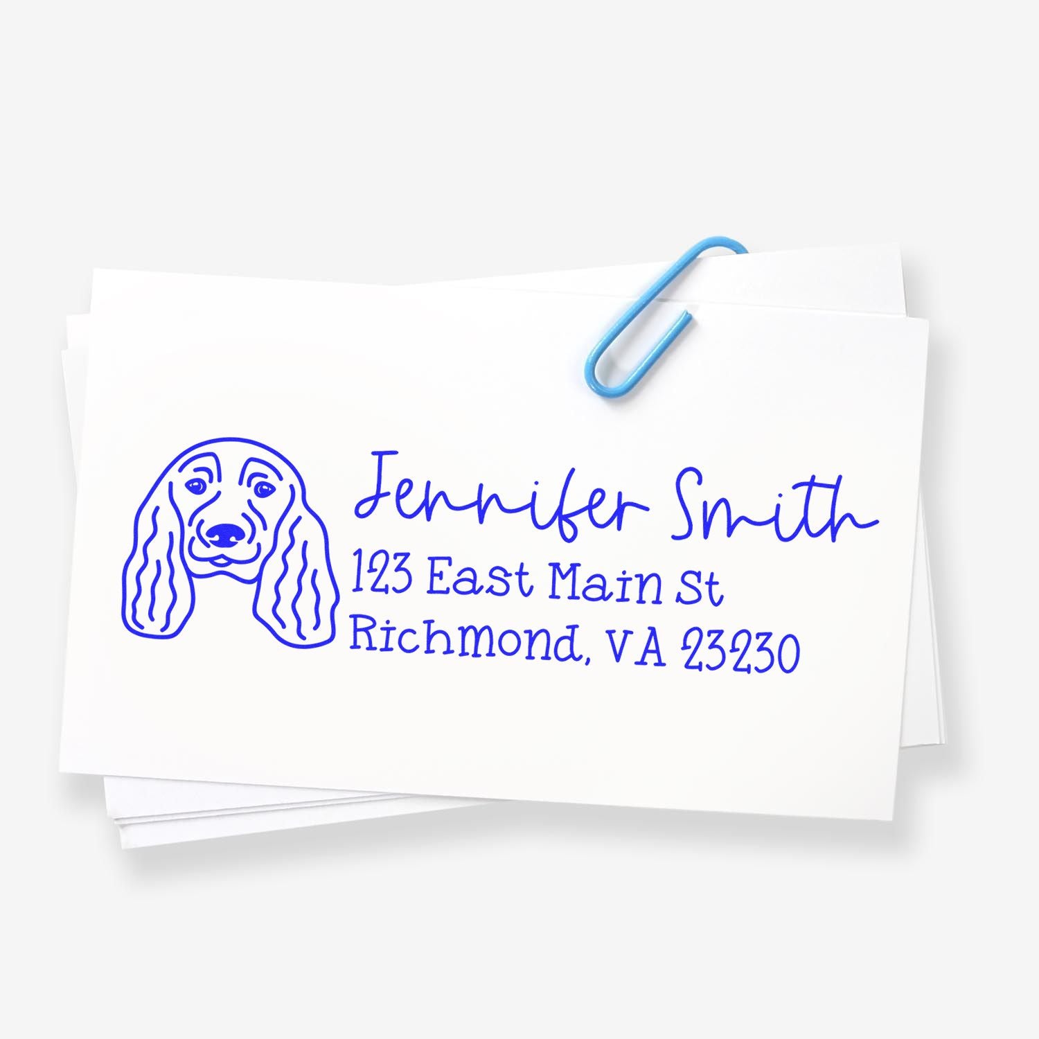 Self-Inking English Cocker Spaniel Dog Outline Return Address Stamp Personalized - Engineer Seal Stamps
