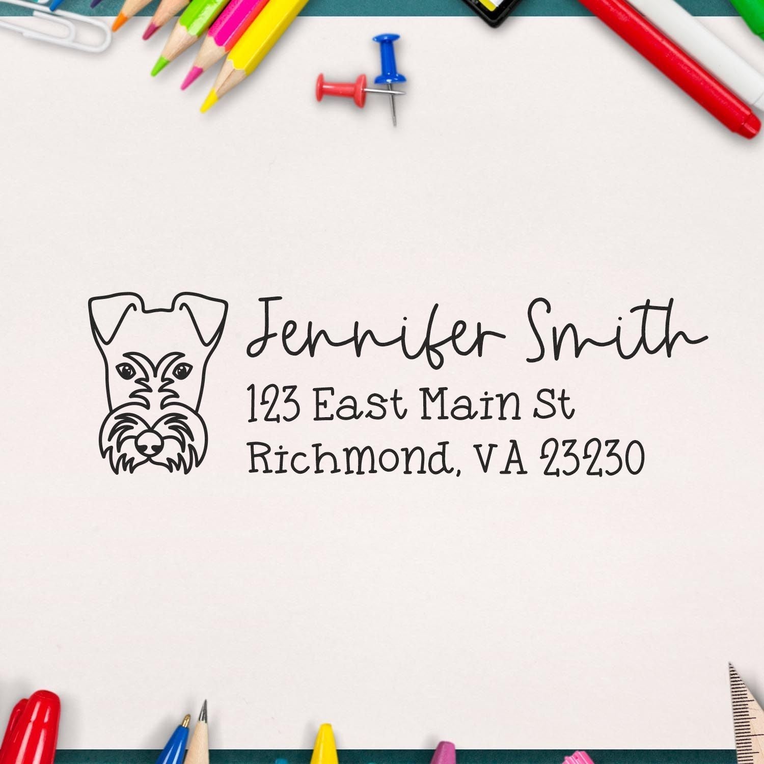 Wood Handle Fox Terrier Dog Address Stamp Custom - Engineer Seal Stamps