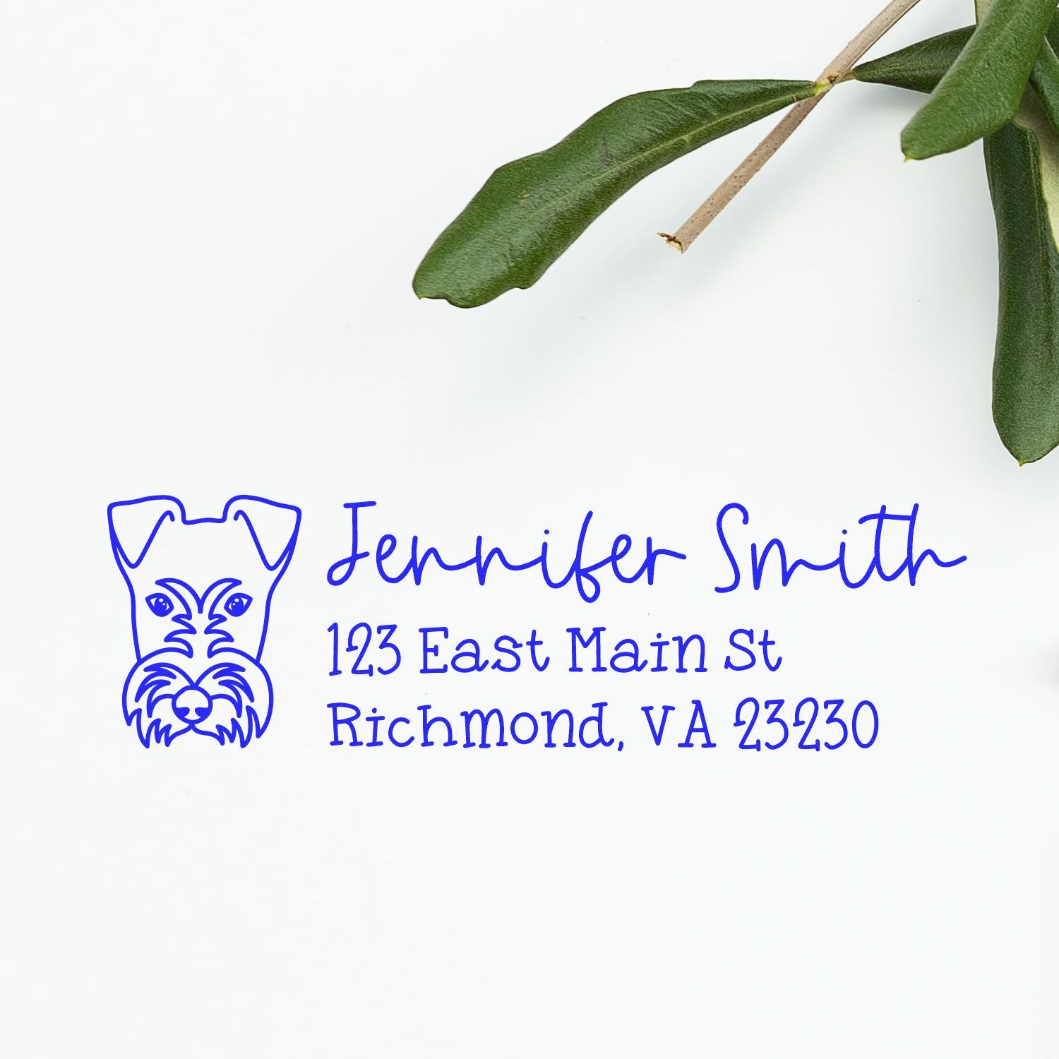 Wood Handle Fox Terrier Dog Address Stamp Custom - Engineer Seal Stamps