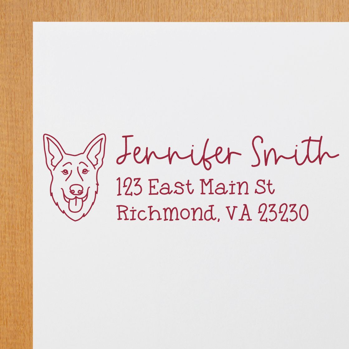 Wood Handle German Shepherd Dog Address Stamp Custom - Engineer Seal Stamps
