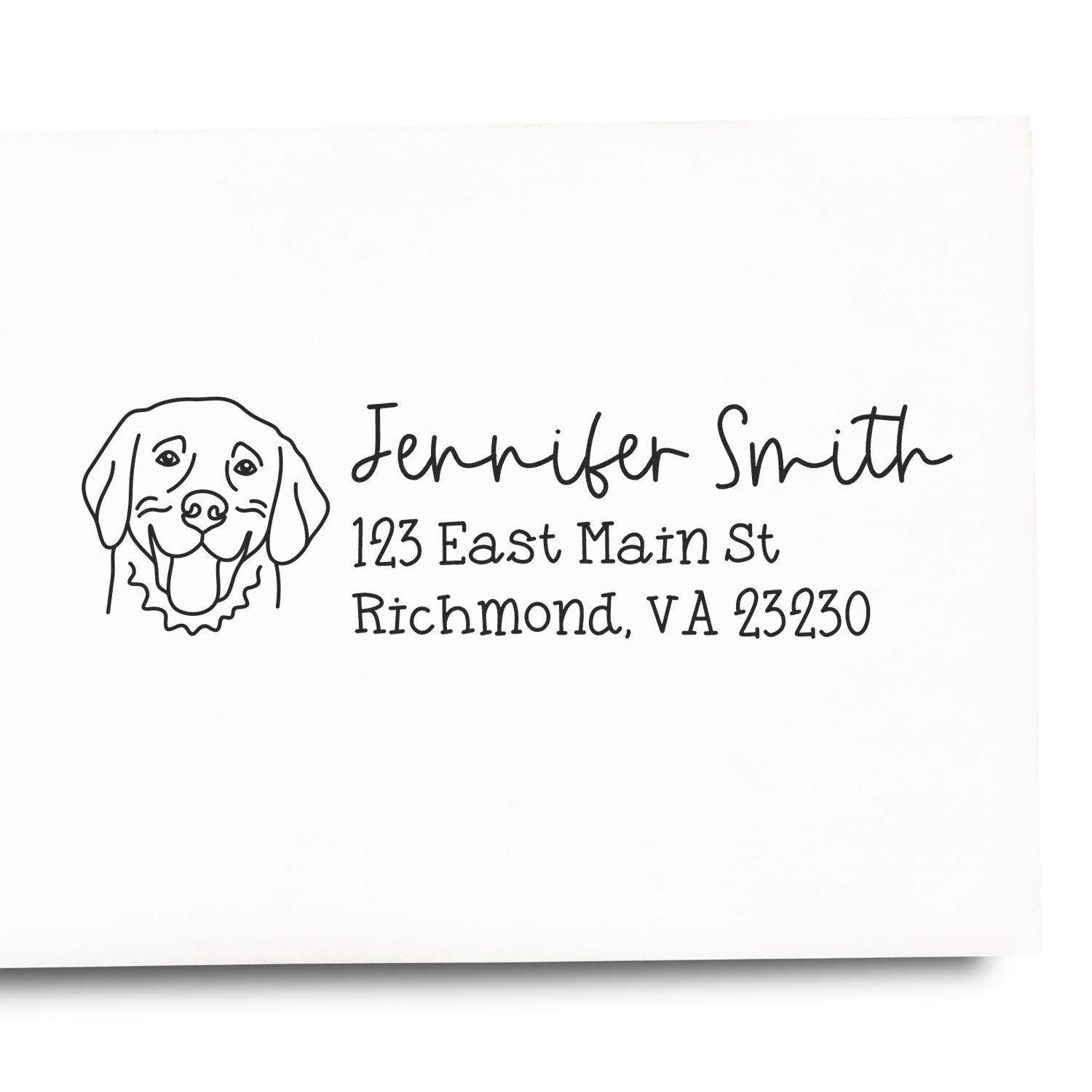 Wood Handle Golden Retriever Dog Address Stamp Custom - Engineer Seal Stamps