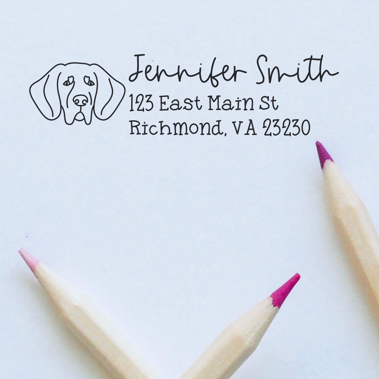 Wood Handle Great Dane Ears Up Dog Address Stamp Custom - Engineer Seal Stamps