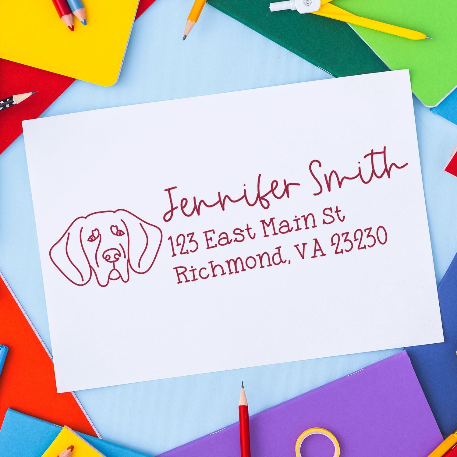 Self-Inking Great Dane Ears Up Dog Outline Return Address Stamp Personalized - Engineer Seal Stamps