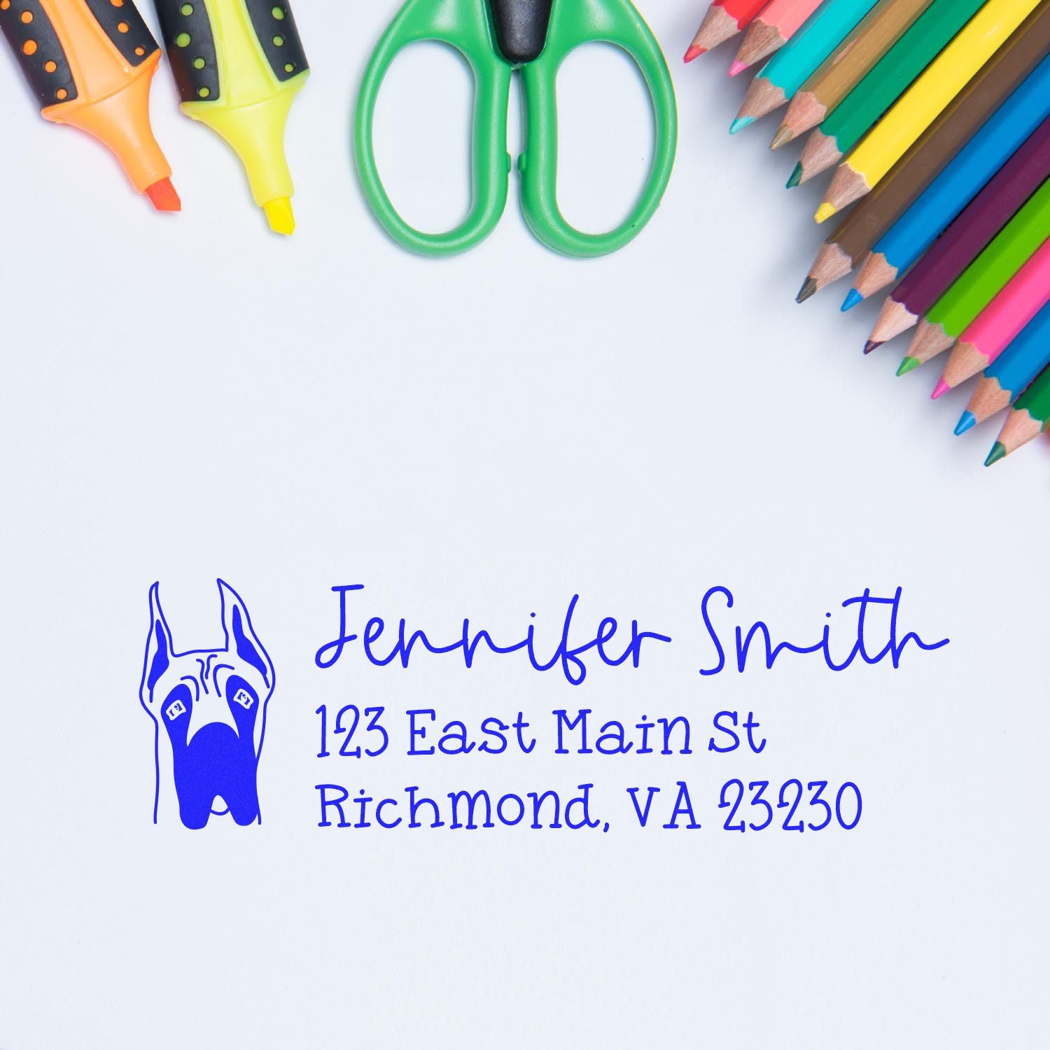 Self-Inking Great Dane Dog Outline Return Address Stamp Personalized - Engineer Seal Stamps