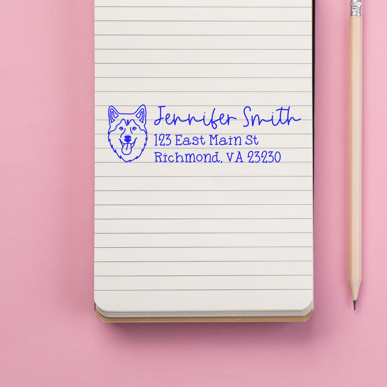 Husky Dog Address Stamp Pre-Inked - Engineer Seal Stamps