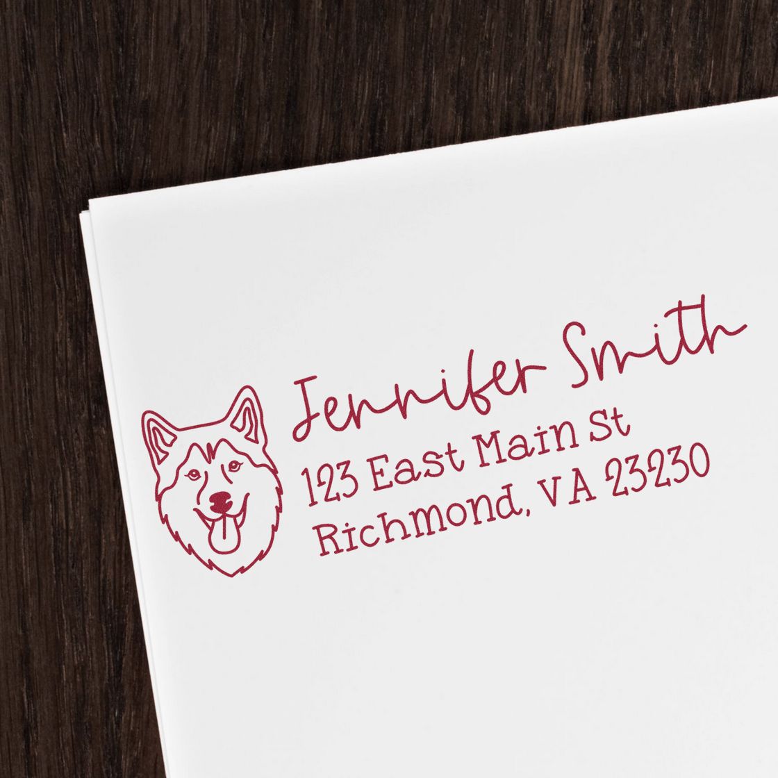 Wood Handle Husky Dog Address Stamp Custom - Engineer Seal Stamps
