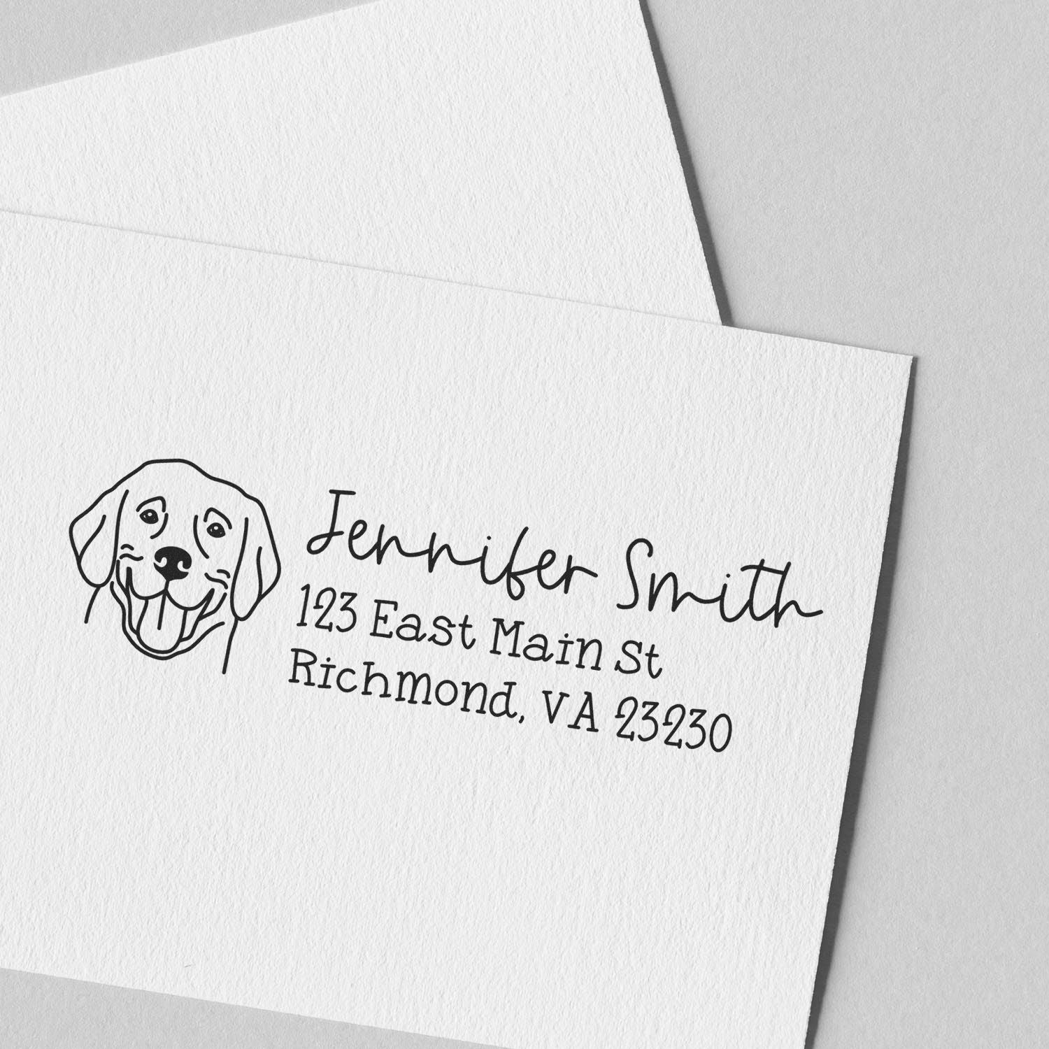 Wood Handle Labrador Dog Address Stamp Custom - Engineer Seal Stamps