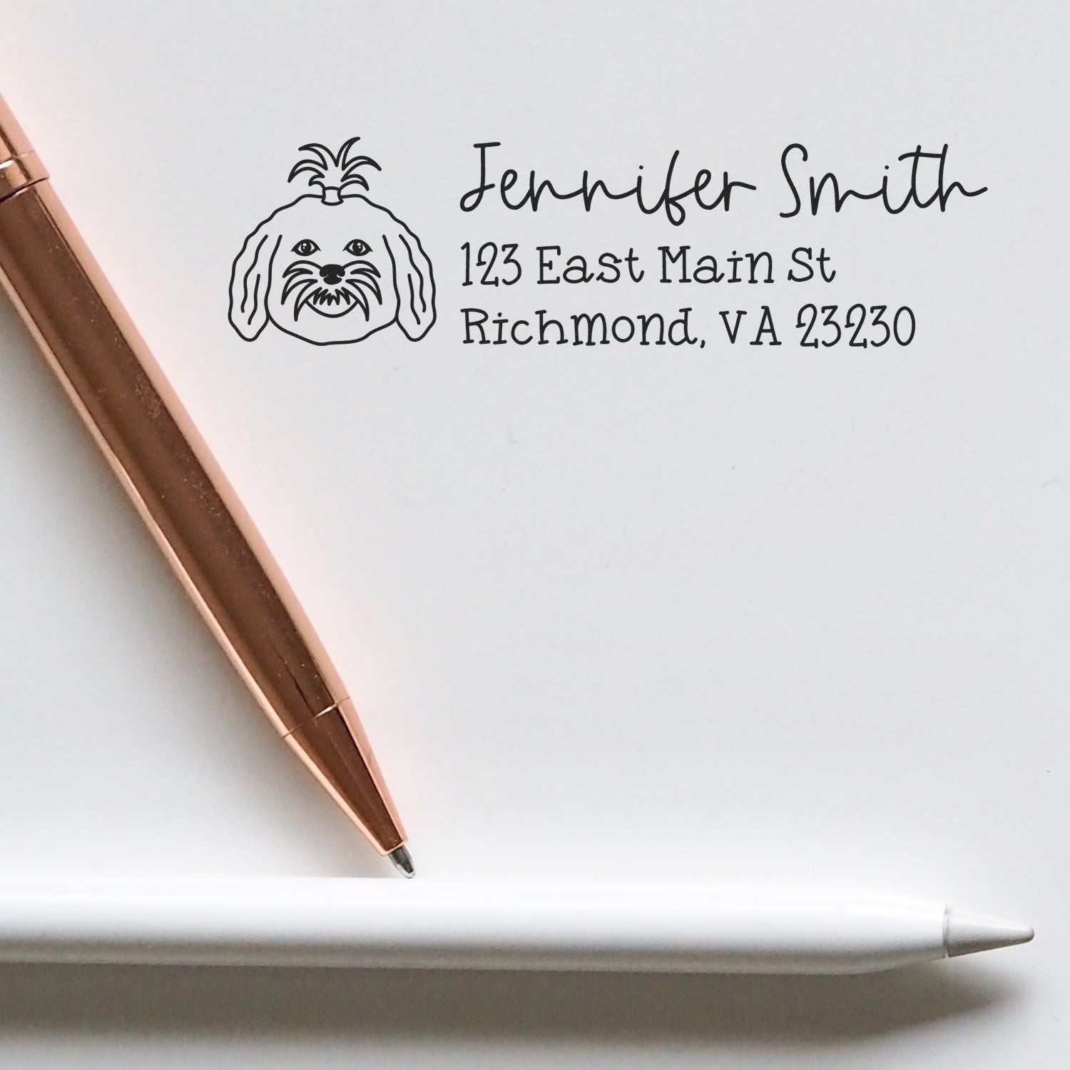 Wood Handle Maltese Dog Address Stamp Custom - Engineer Seal Stamps