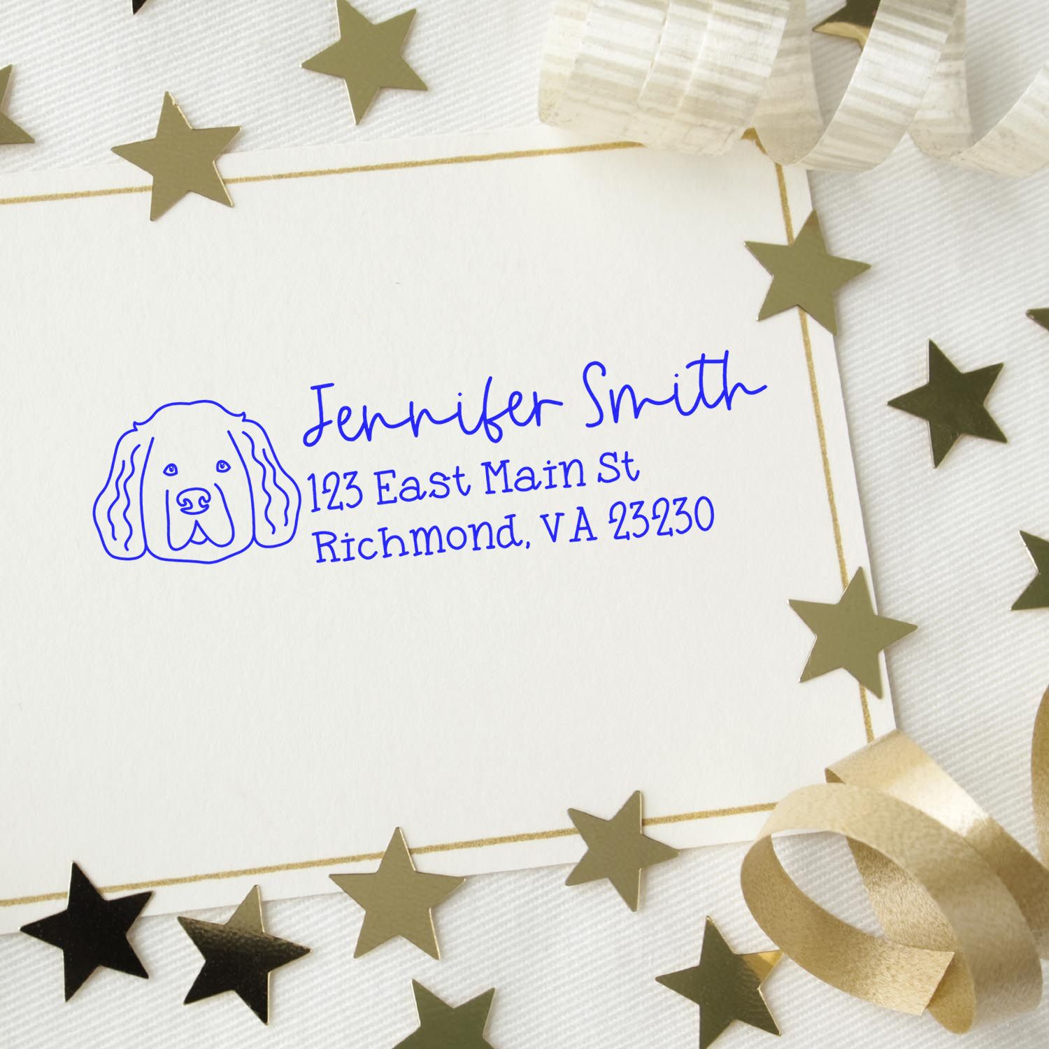 Self-Inking Newfoundland Dog Outline Return Address Stamp Personalized - Engineer Seal Stamps