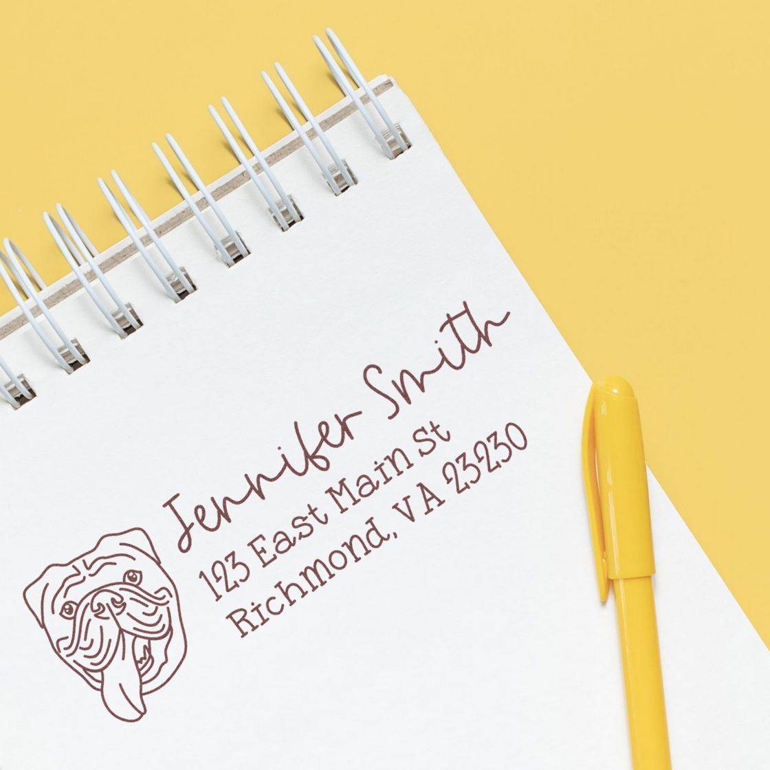 Wood Handle Old English Bulldog Dog Address Stamp Custom - Engineer Seal Stamps