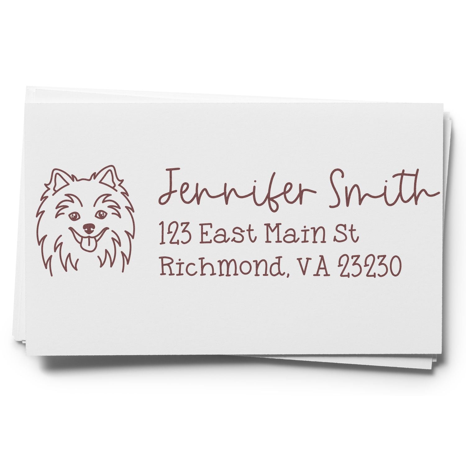 Slim Customized Address Stamp Pomsky Dog Outline - Engineer Seal Stamps