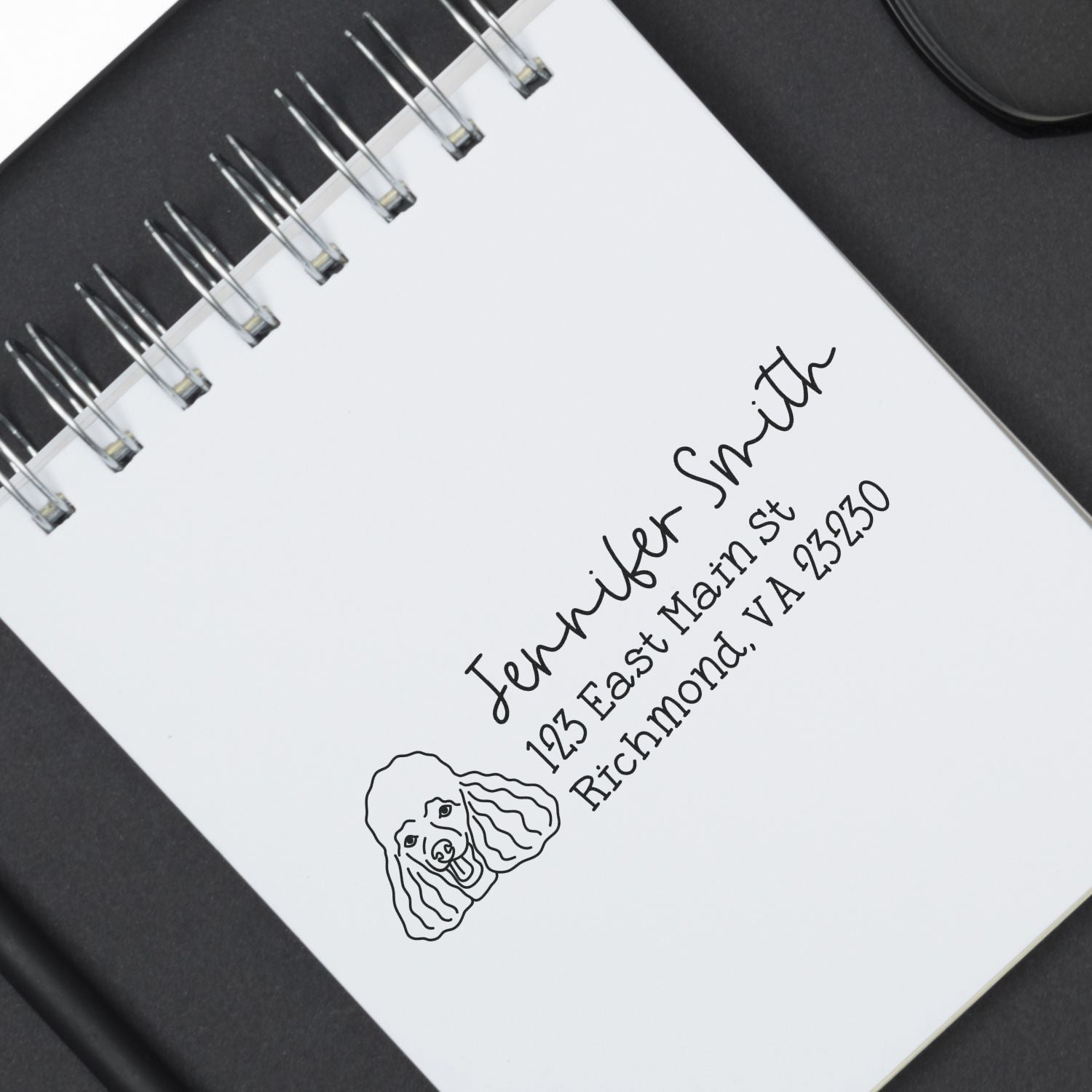 Slim Customized Address Stamp Pomeranian Dog Outline - Engineer Seal Stamps