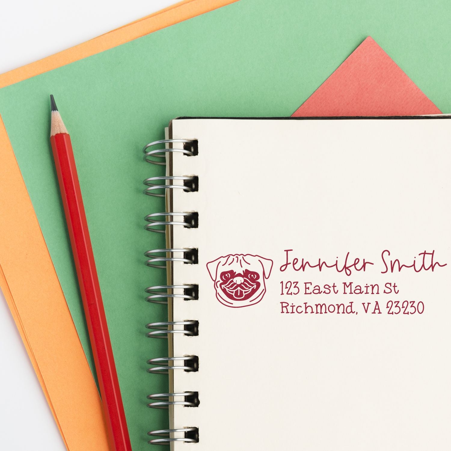 Wood Handle Puggle Dog Address Stamp Custom - Engineer Seal Stamps