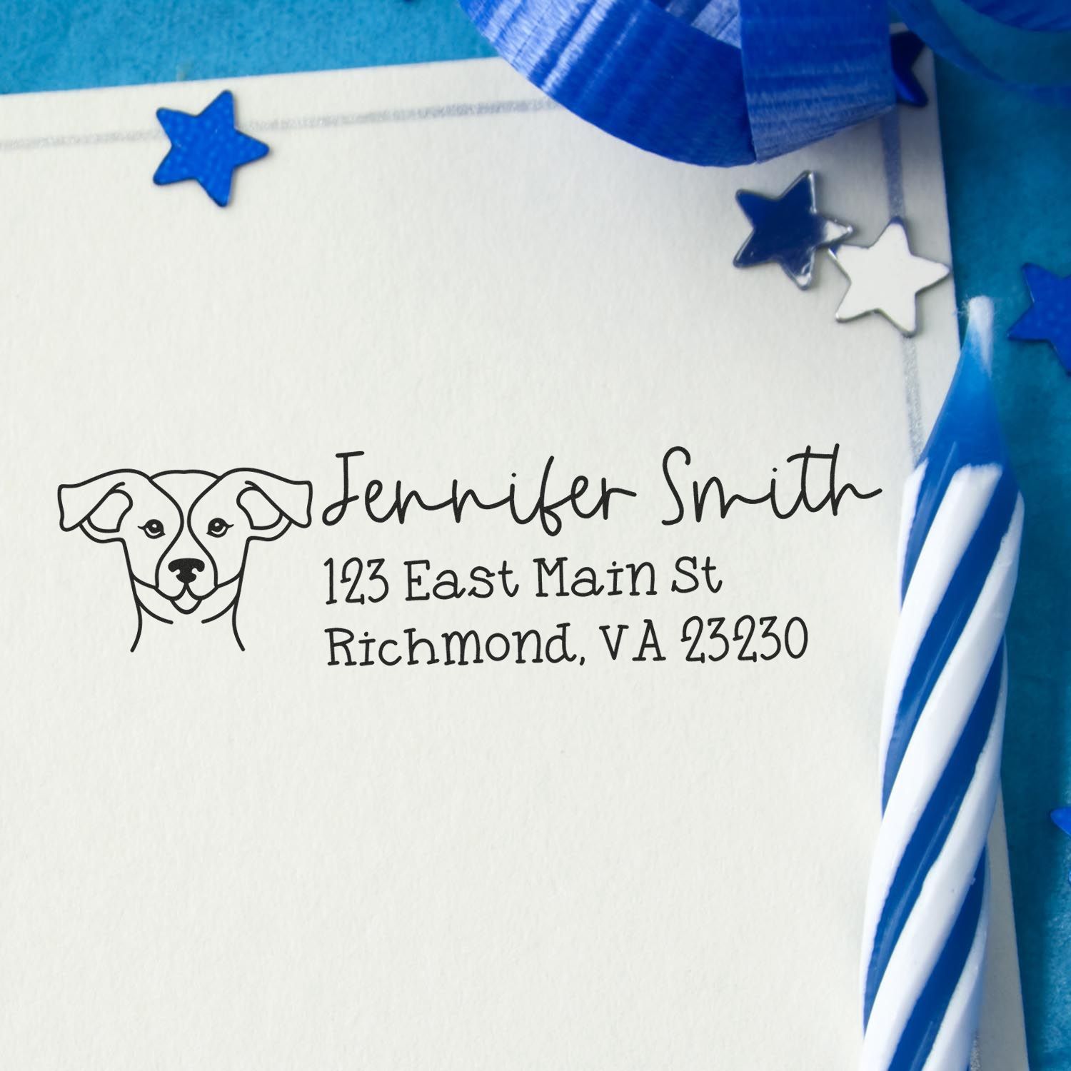 Wood Handle Russell Dog Address Stamp Custom - Engineer Seal Stamps