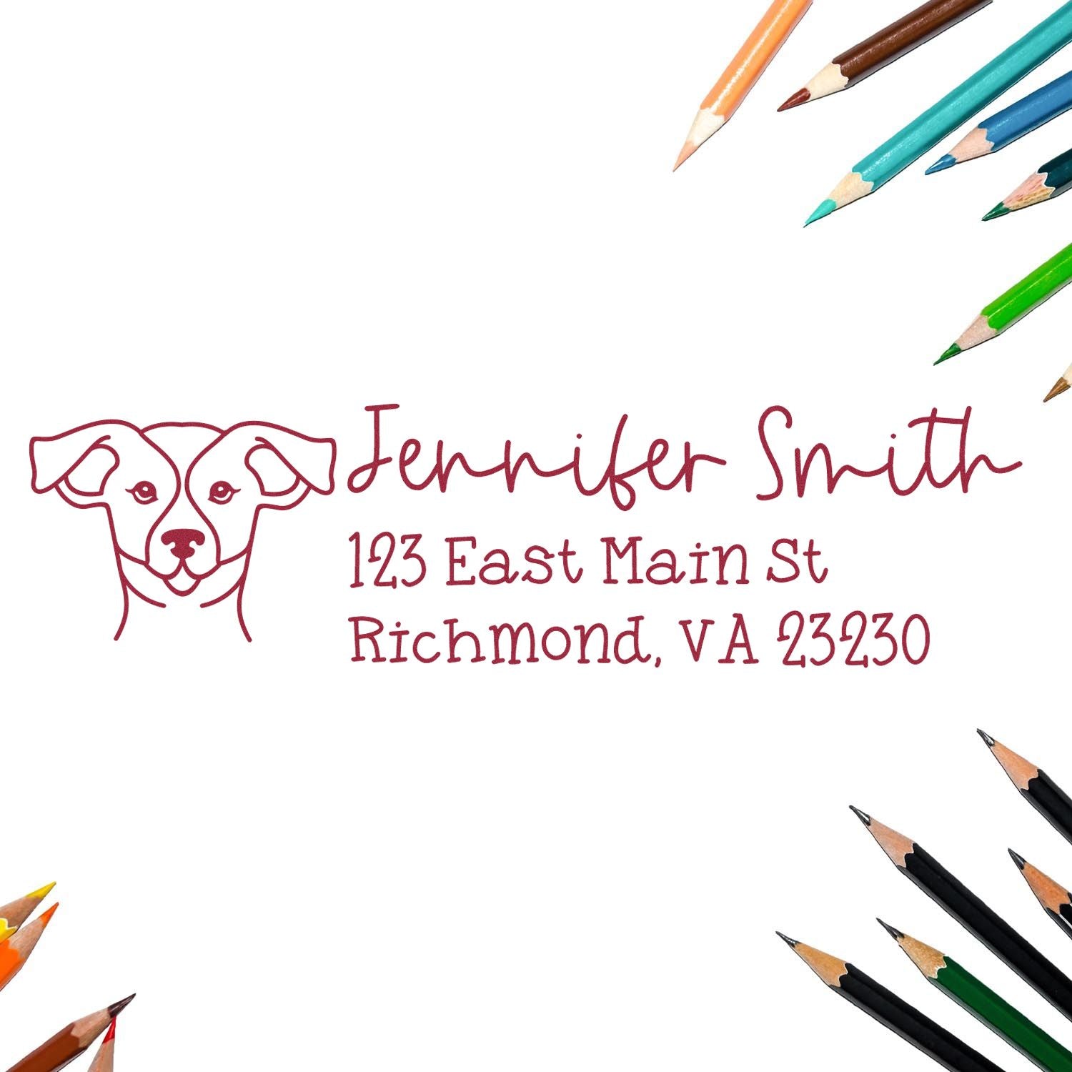 Slim Customized Address Stamp Russell Dog Outline - Engineer Seal Stamps