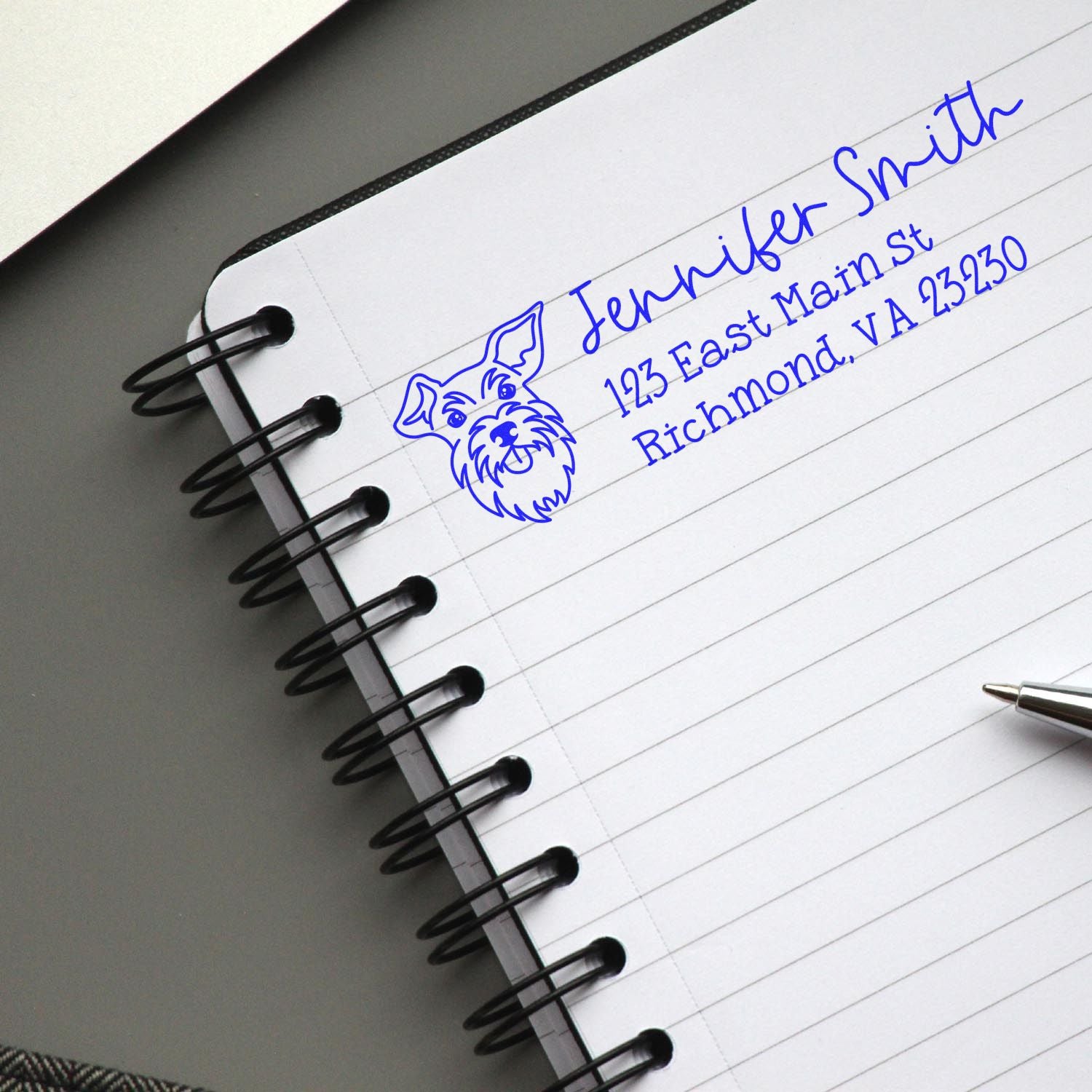 Wood Handle Schnauzer Dog Address Stamp Custom - Engineer Seal Stamps