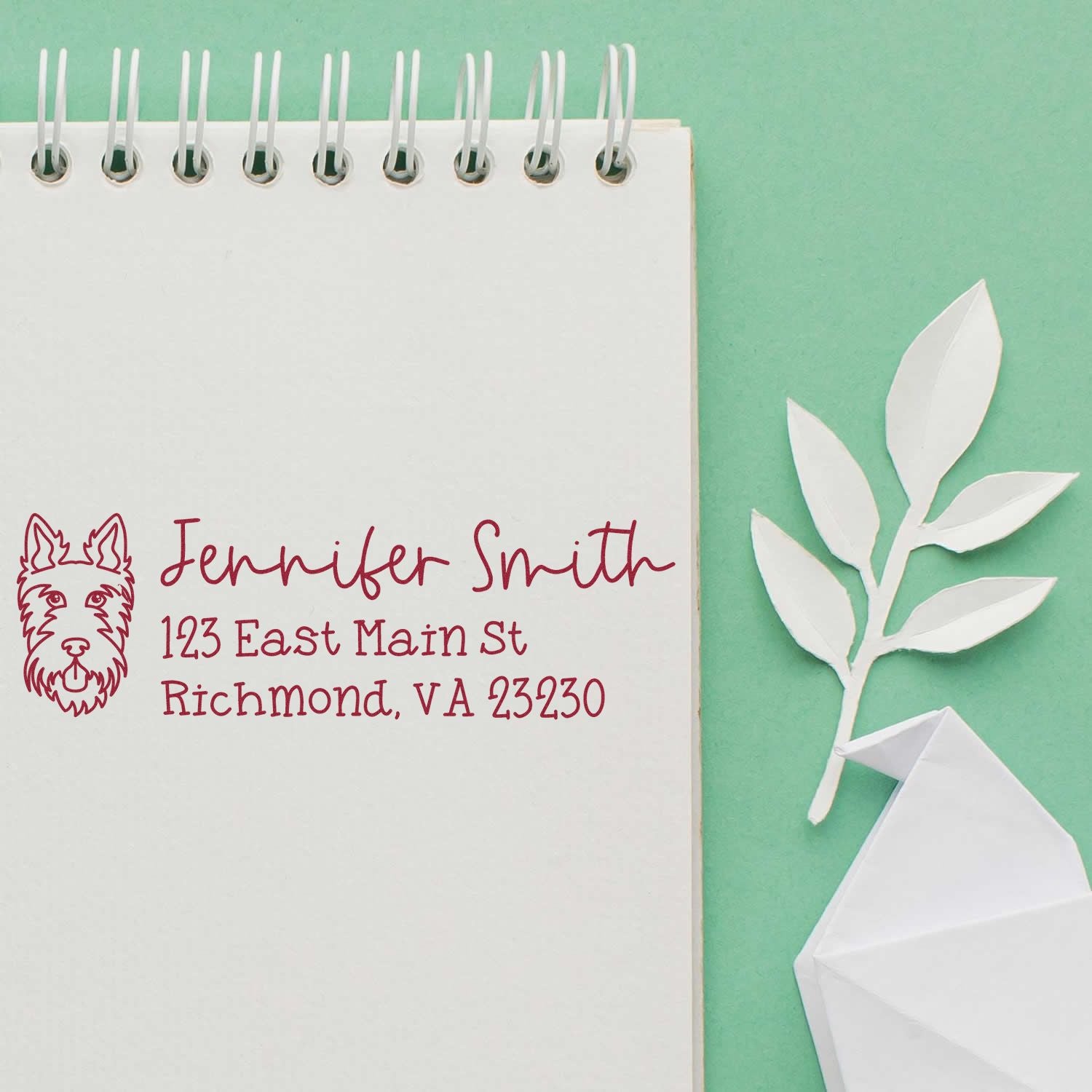 Slim Customized Address Stamp Scottie Dog Outline - Engineer Seal Stamps