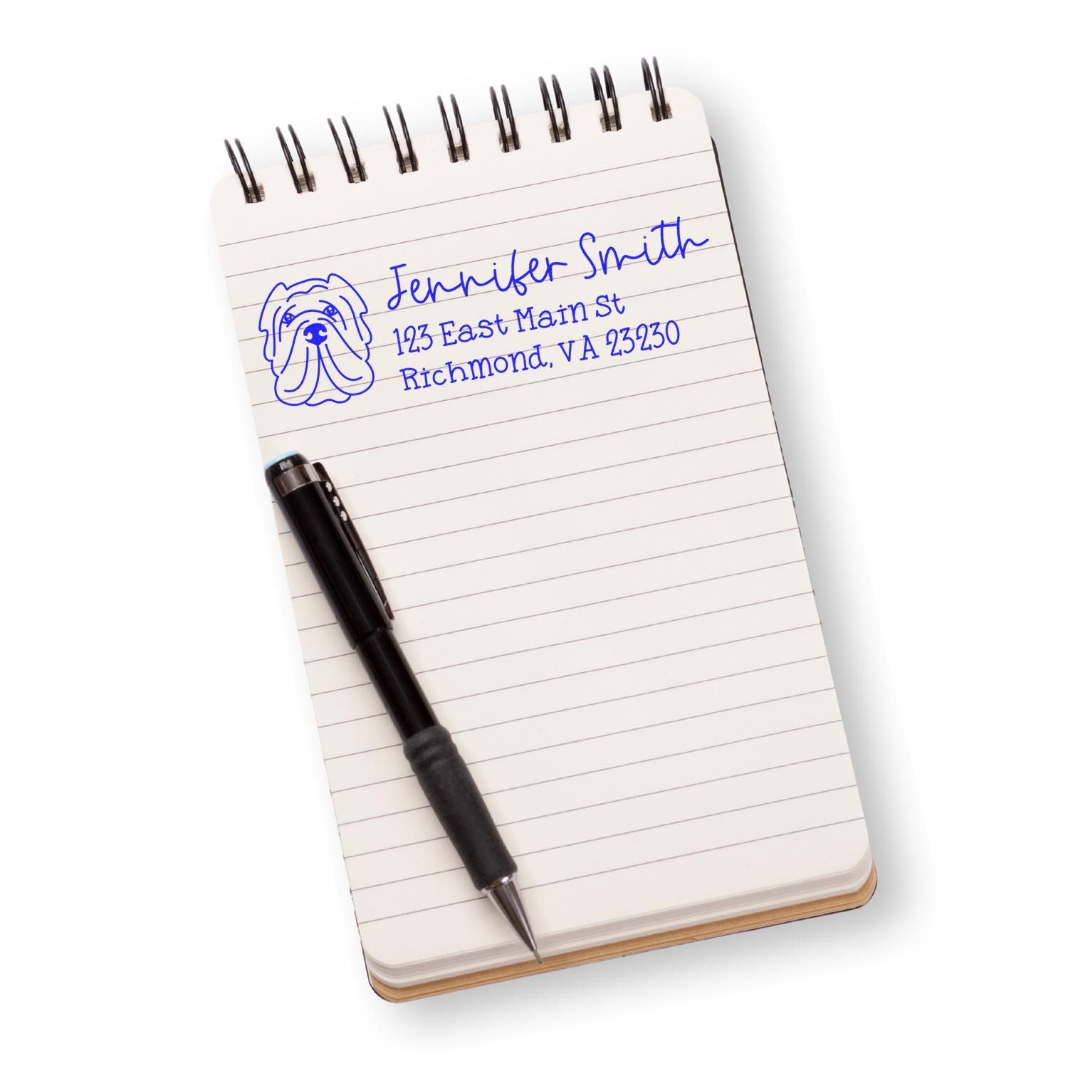 Wood Handle Sharpei Dog Address Stamp Custom - Engineer Seal Stamps