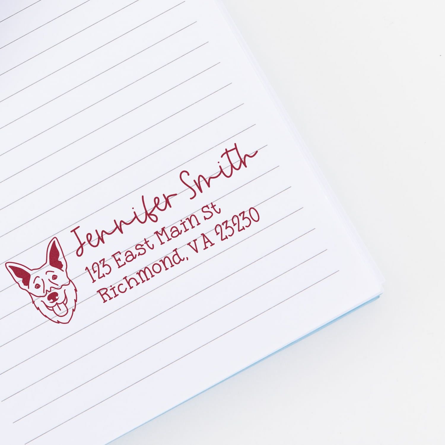 Slim Customized Address Stamp Shepsky Dog Outline - Engineer Seal Stamps