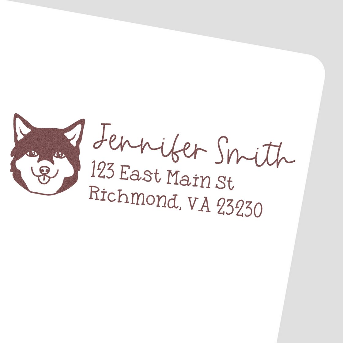 Wood Handle Shiba Dog Address Stamp Custom - Engineer Seal Stamps