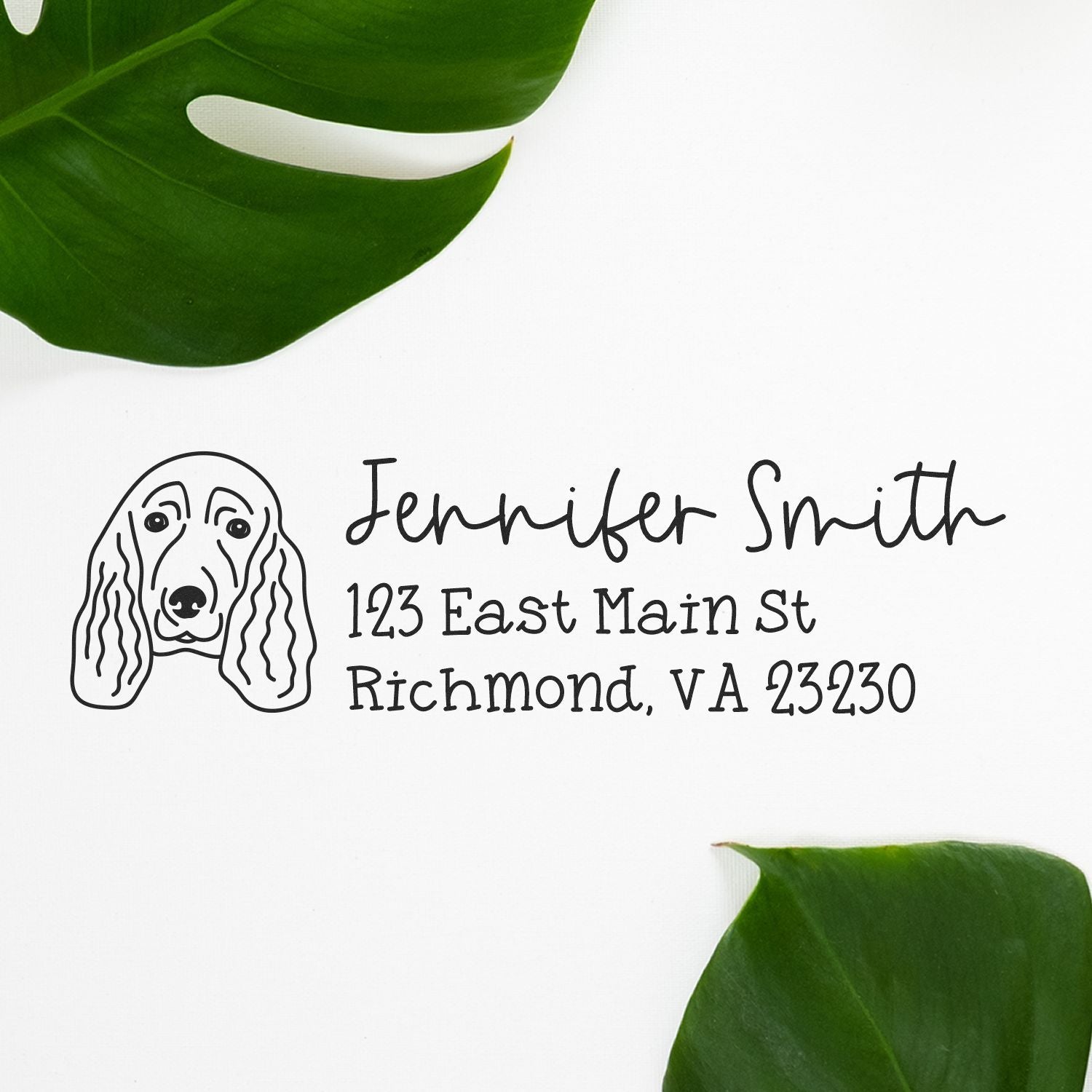 Wood Handle Spaniel Dog Address Stamp Custom - Engineer Seal Stamps